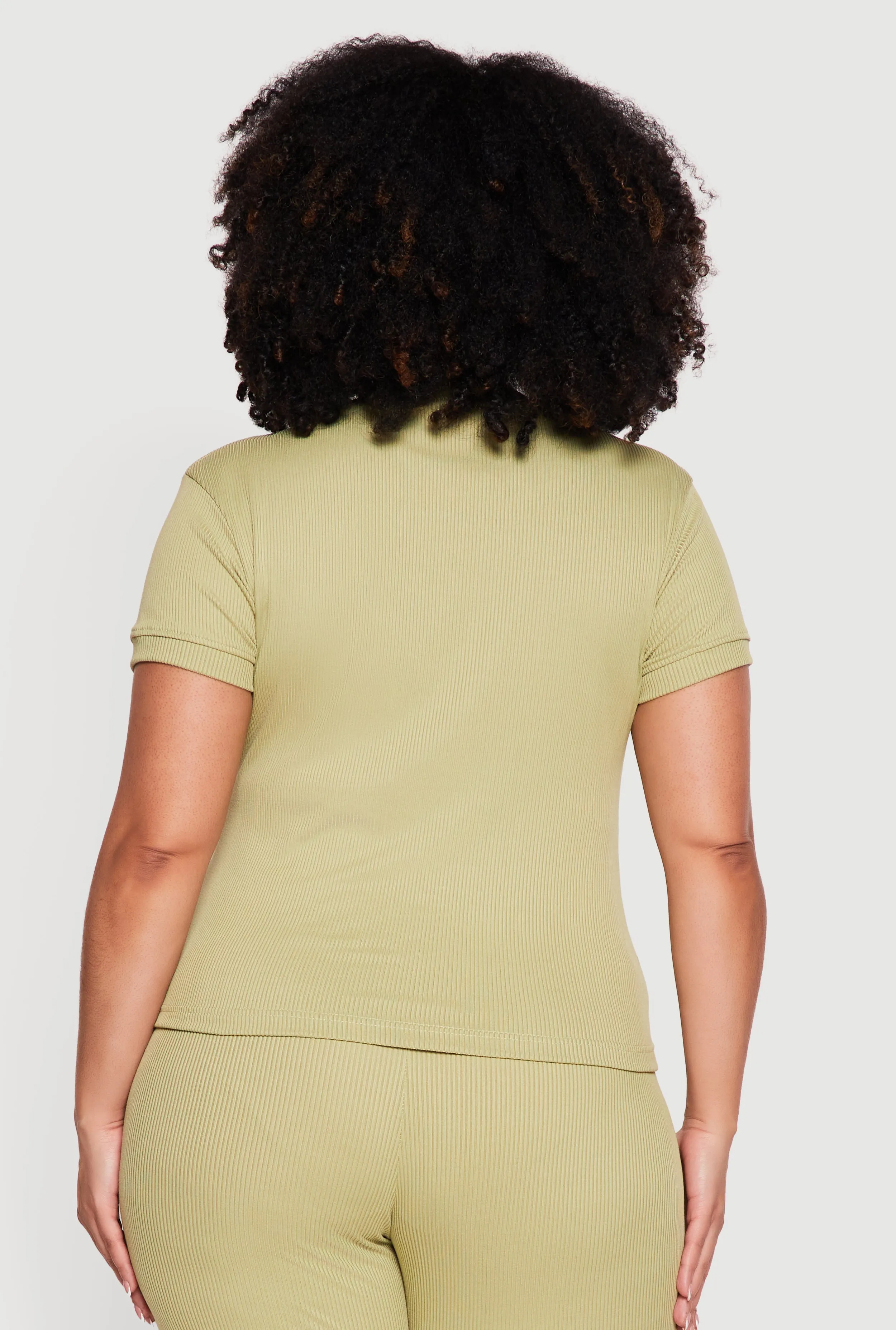 Plus Size Ribbed Knit Short Sleeve Top sold by Rainbow product image thumbnail 5