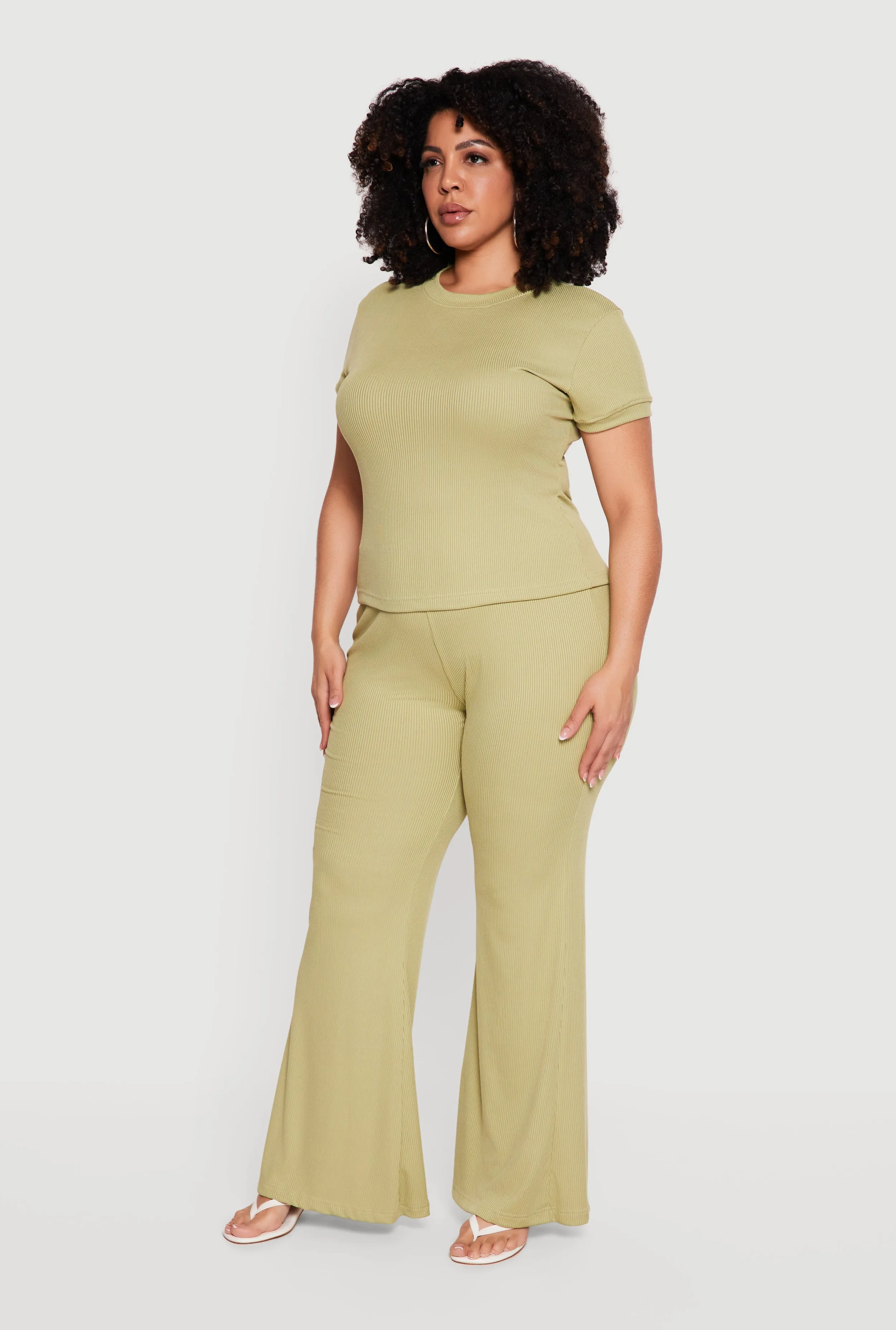 Plus Size Ribbed Knit Short Sleeve Top sold by Rainbow product image thumbnail 3