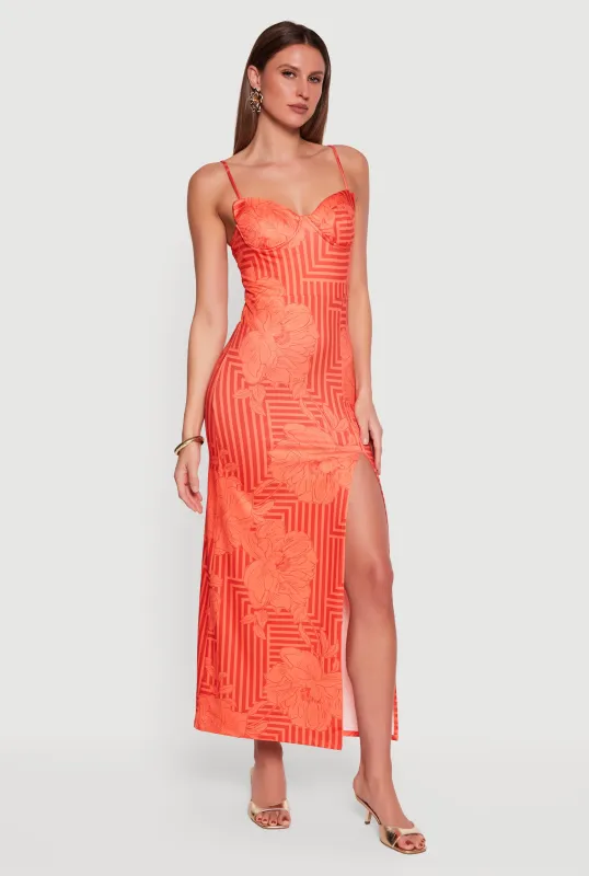 Geometric Floral Bustier Maxi Dress sold by Rainbow