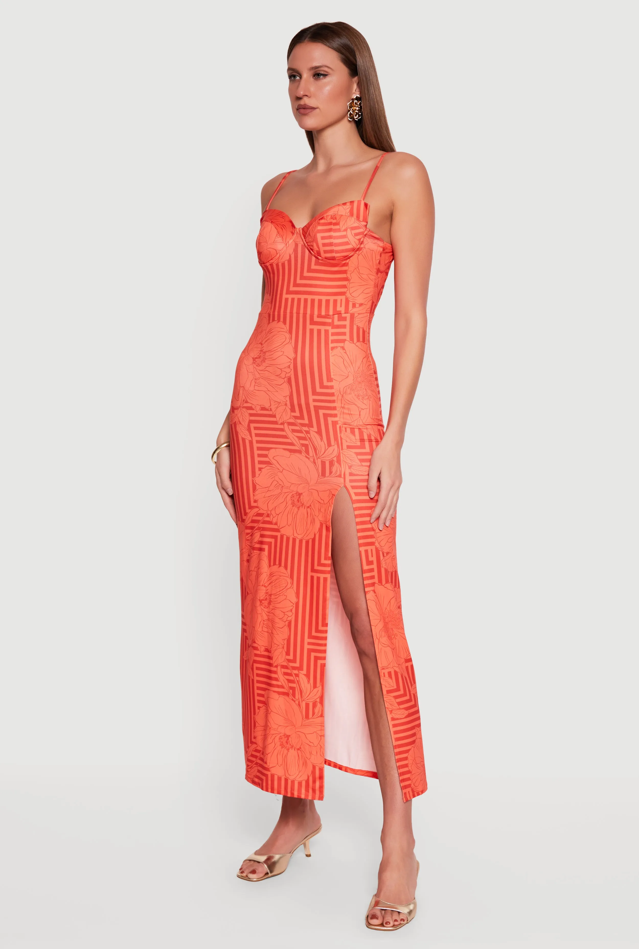 Geometric Floral Bustier Maxi Dress sold by Rainbow product image thumbnail 2