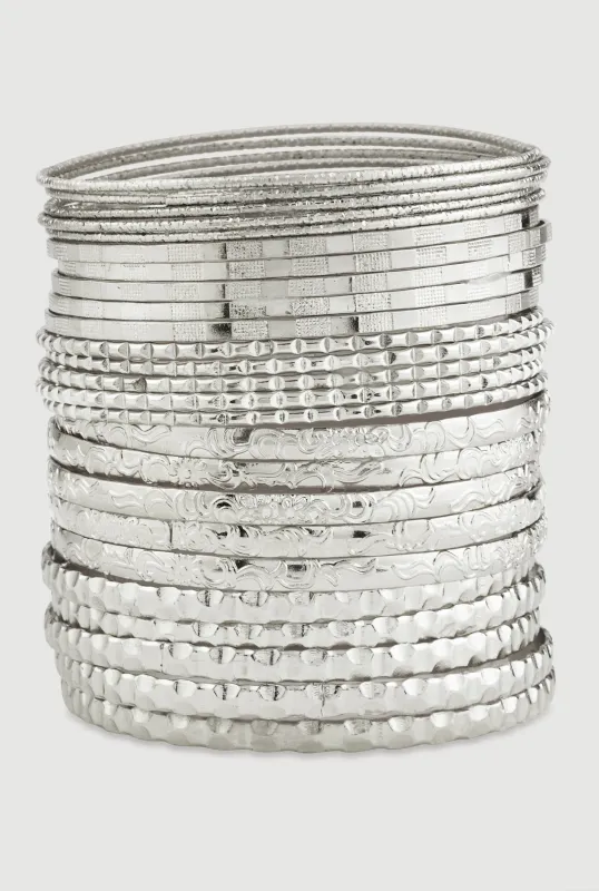 Assorted Textured Metallic Bangles Set of 25 sold by Rainbow