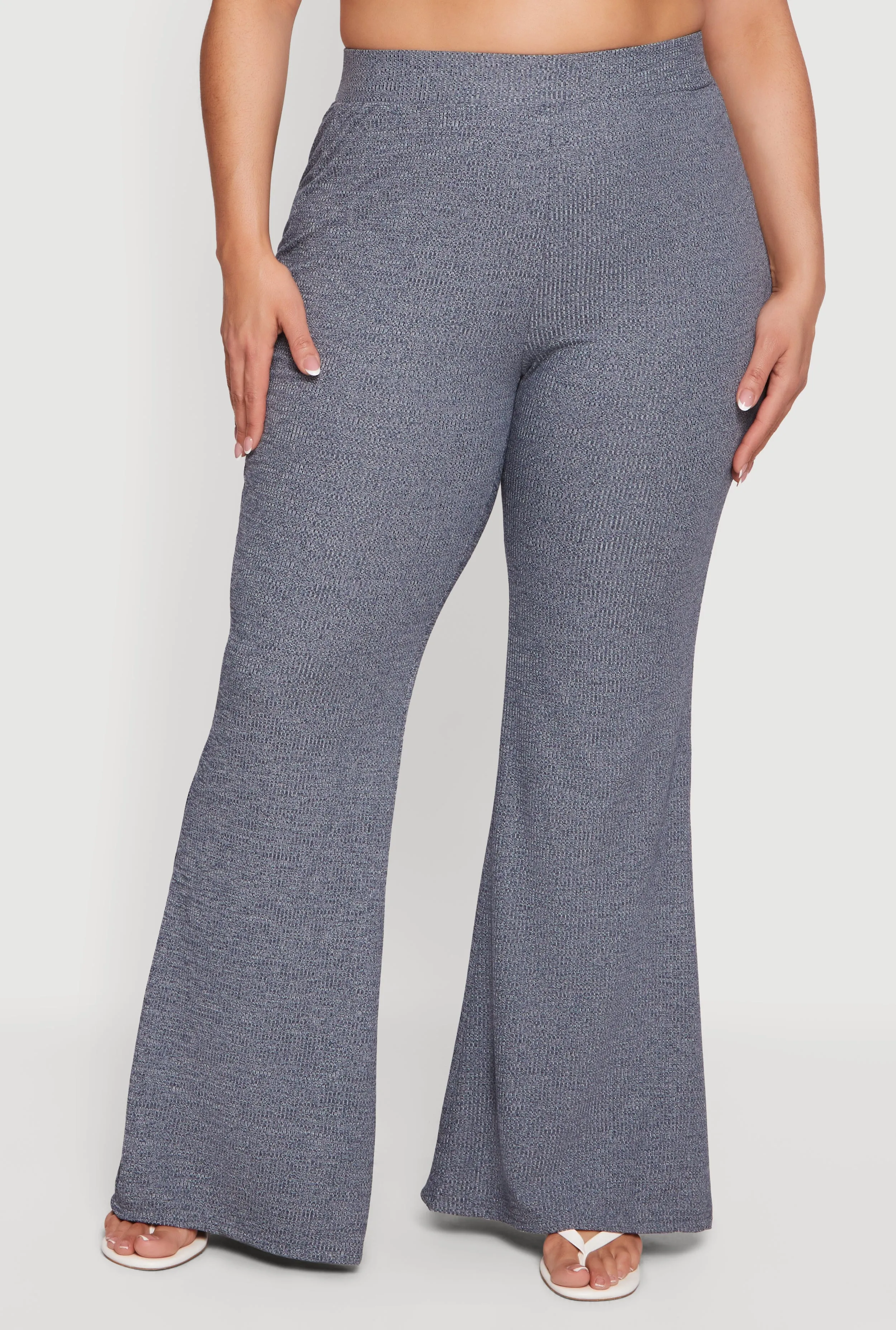 Plus Size High Waisted Ribbed Knit Flare Pants sold by Rainbow product image thumbnail 3