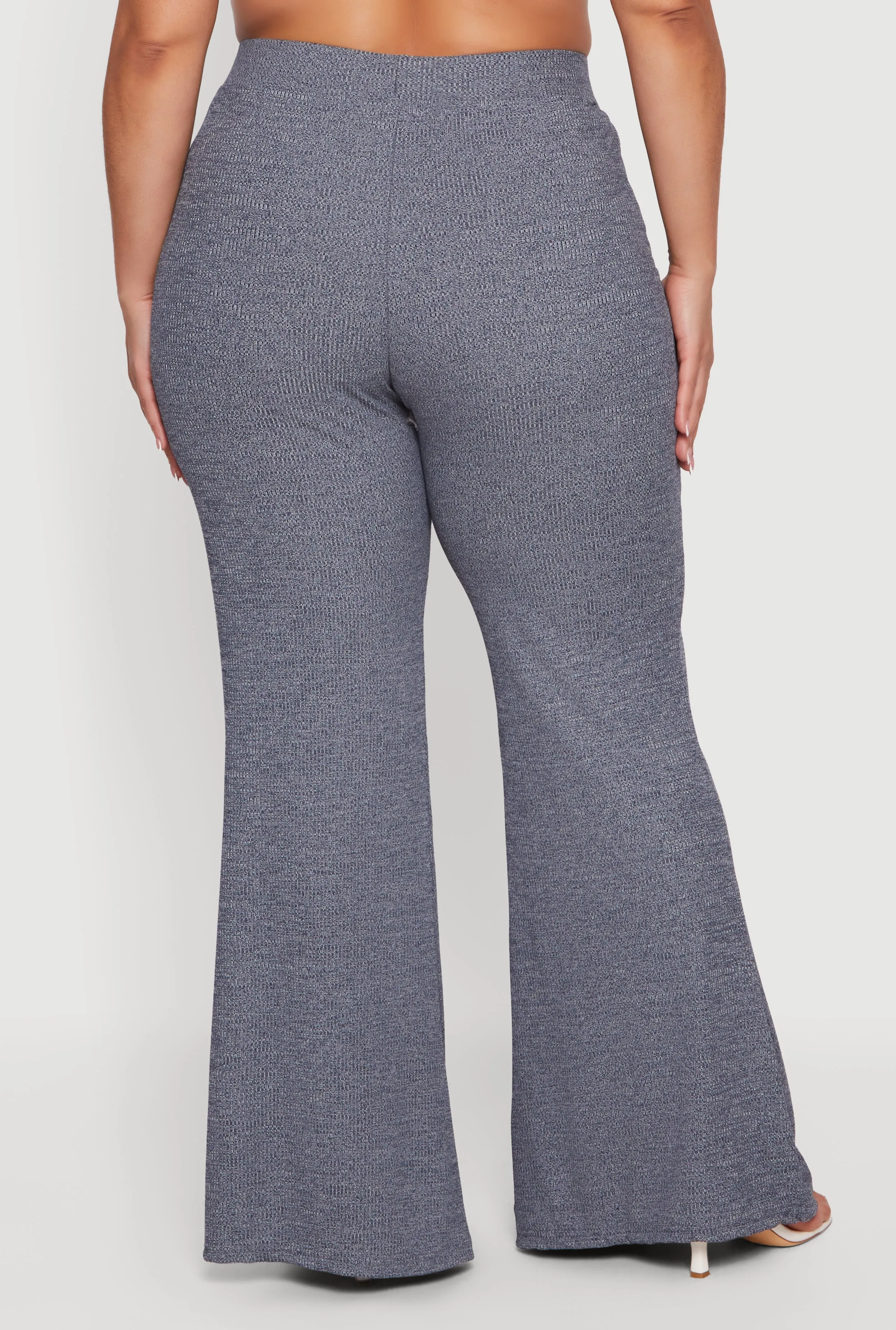 Plus Size High Waisted Ribbed Knit Flare Pants sold by Rainbow product image thumbnail 5