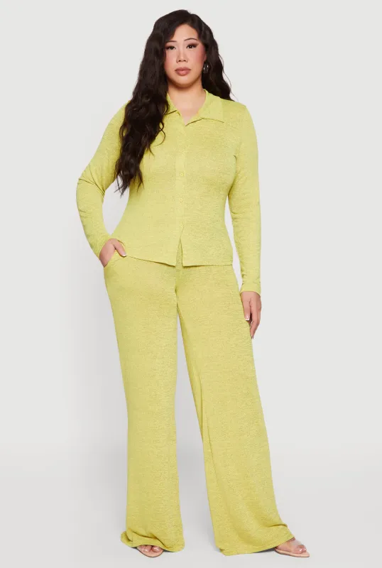 Plus Size High Waisted Wide Leg Pants sold by Rainbow