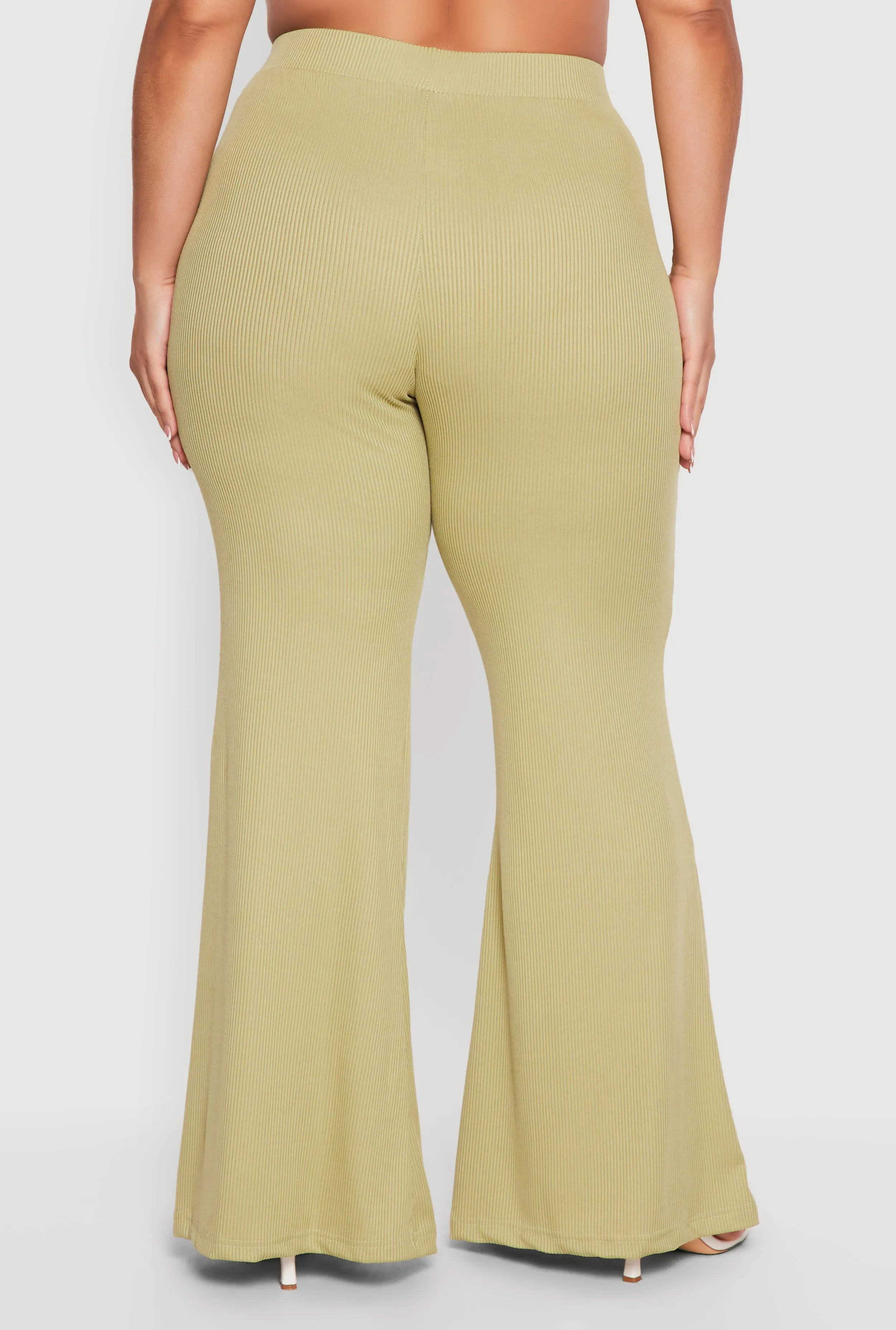 Plus Size High Waisted Ribbed Knit Flare Pants sold by Rainbow product image thumbnail 5