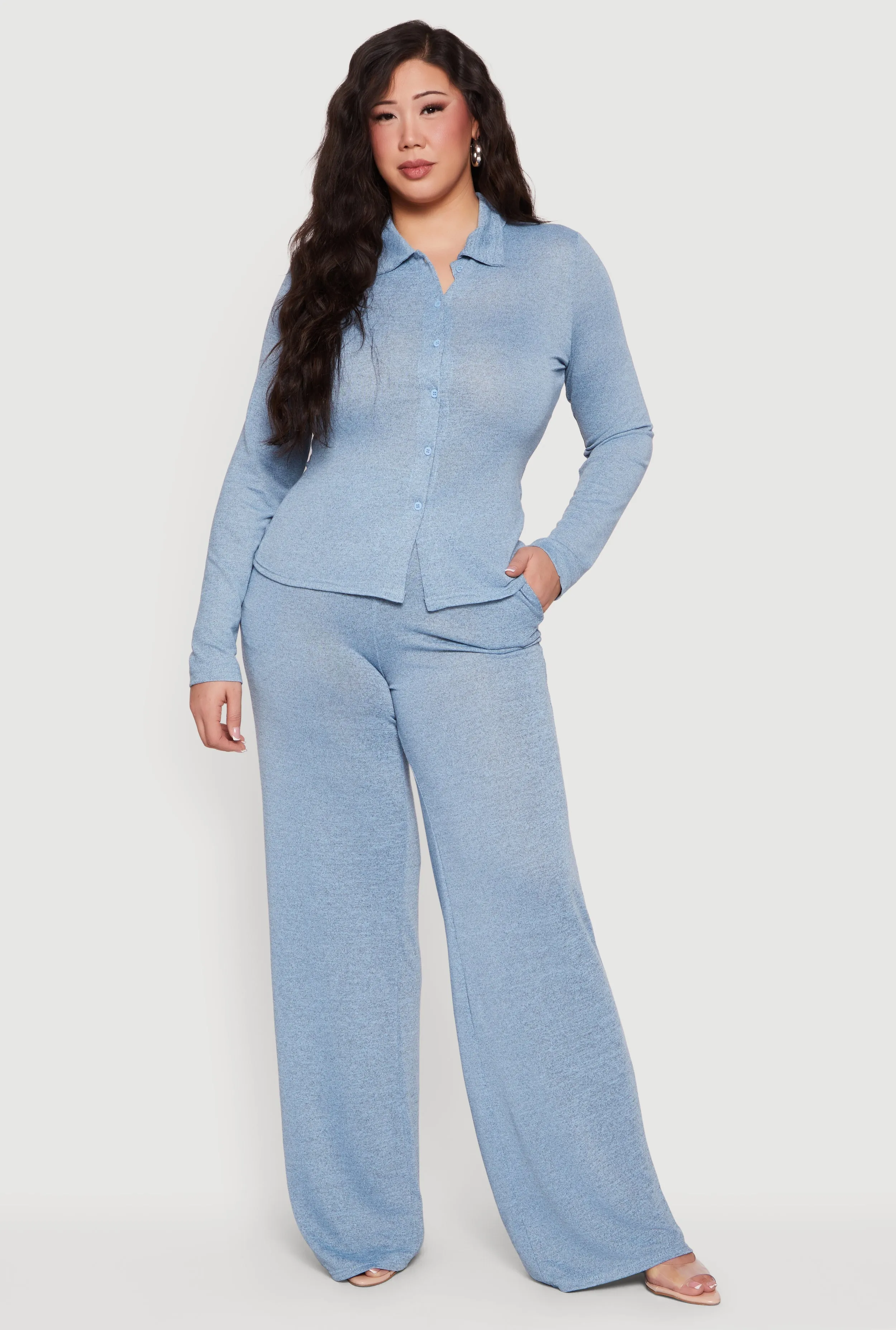 Plus Size High Waisted Wide Leg Pants sold by Rainbow