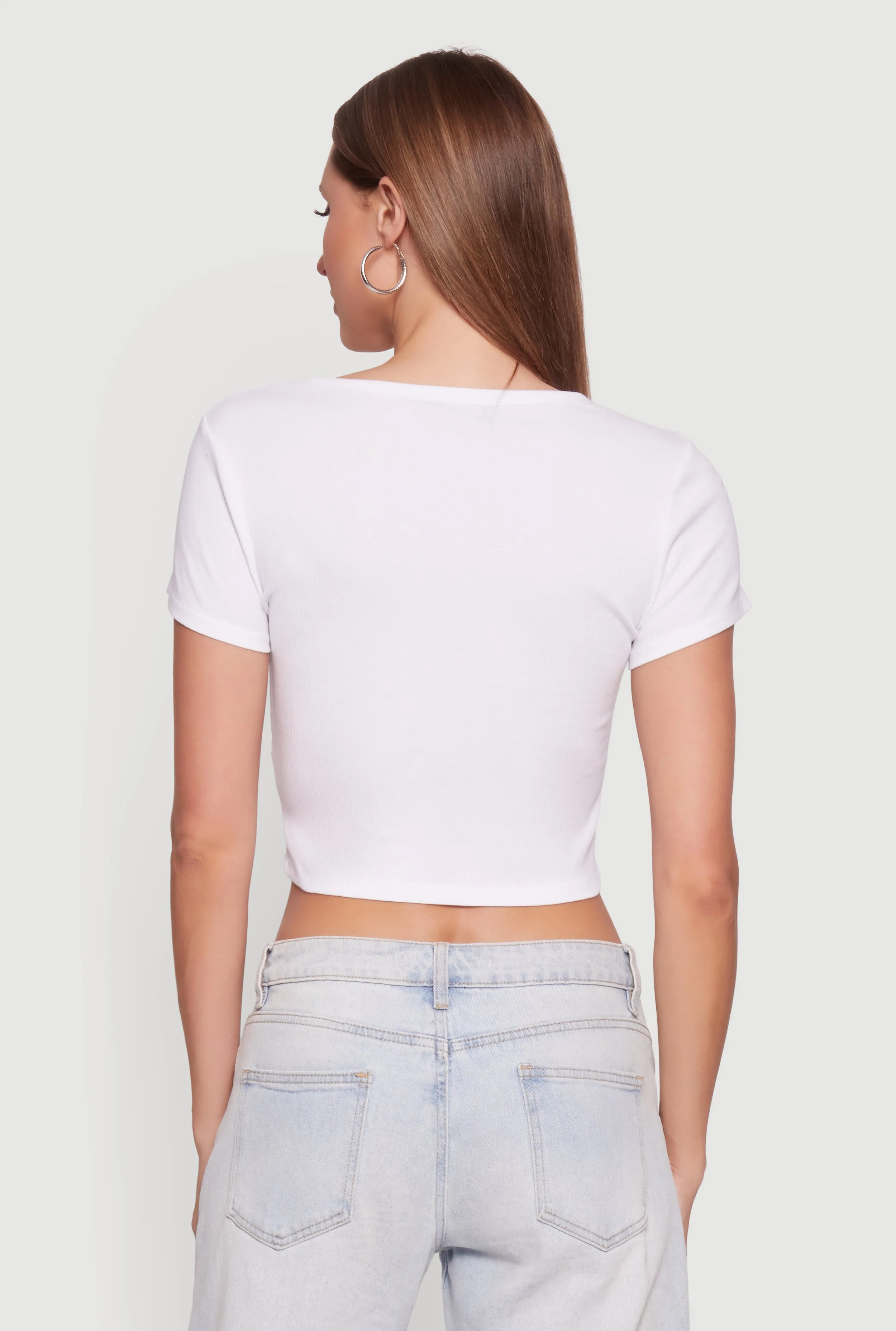 Ribbed Knit Button Front Crop Top sold by Rainbow product image thumbnail 5