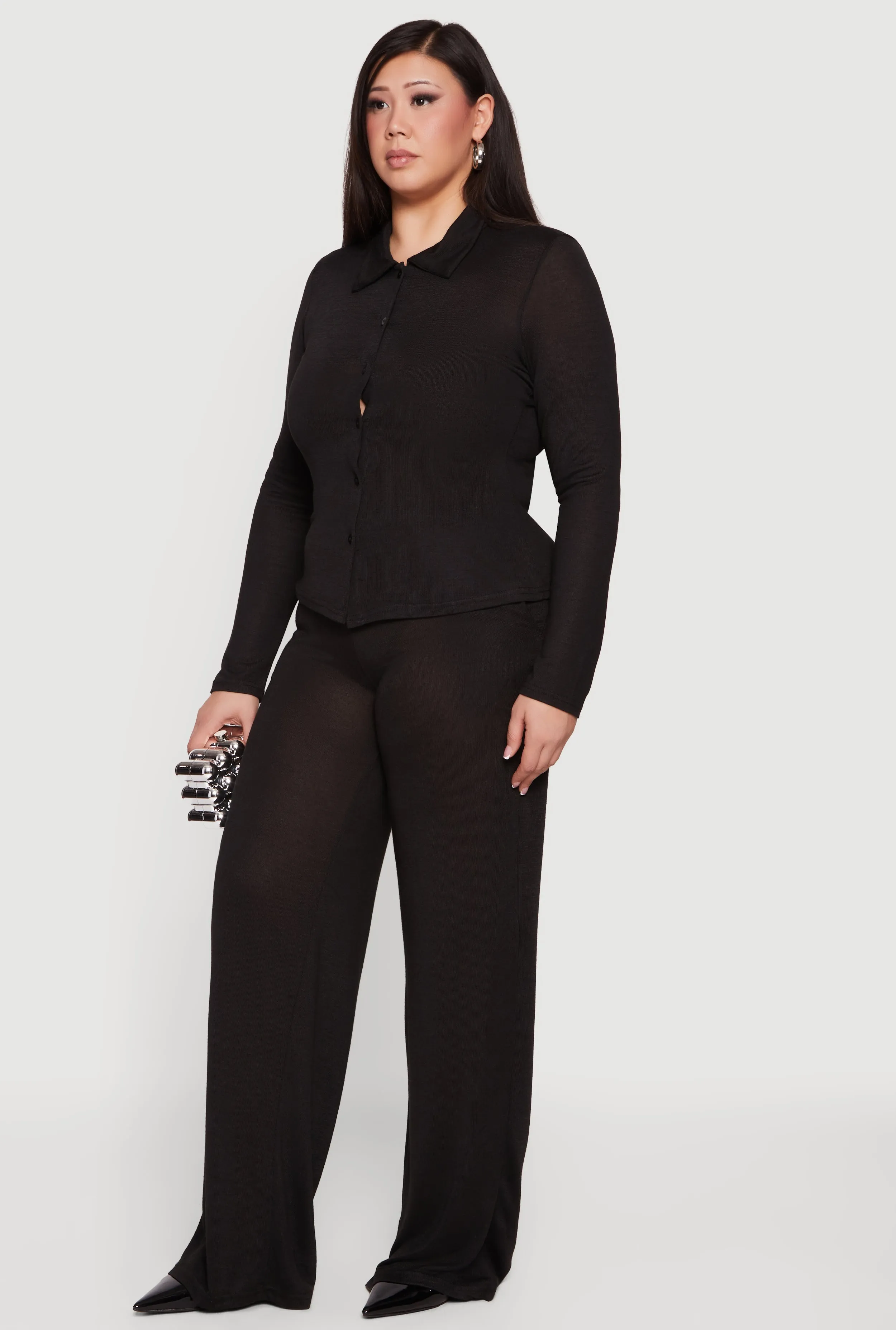 Plus Size High Waisted Wide Leg Pants sold by Rainbow product image thumbnail 2
