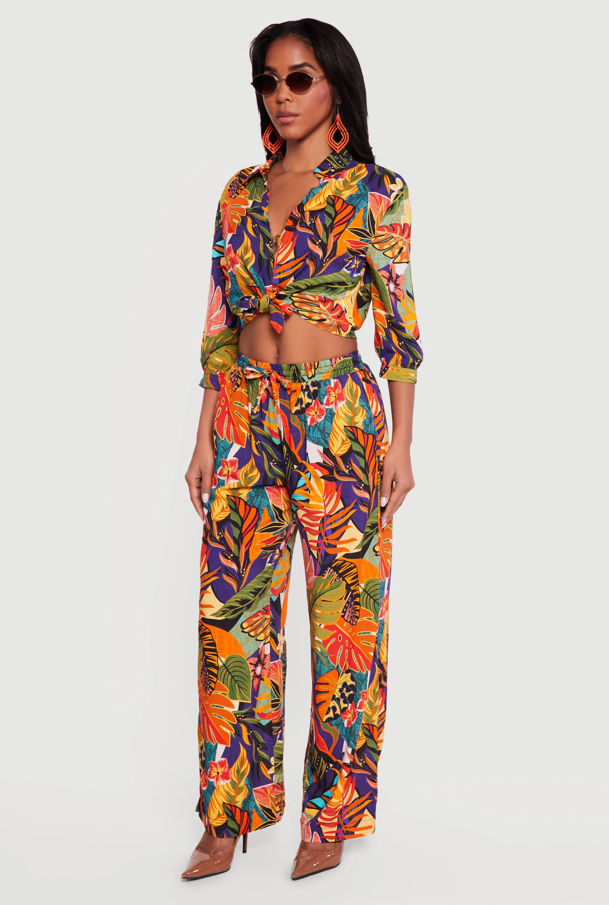 Abstract Floral Leaf Print Pants sold by Rainbow product image thumbnail 2