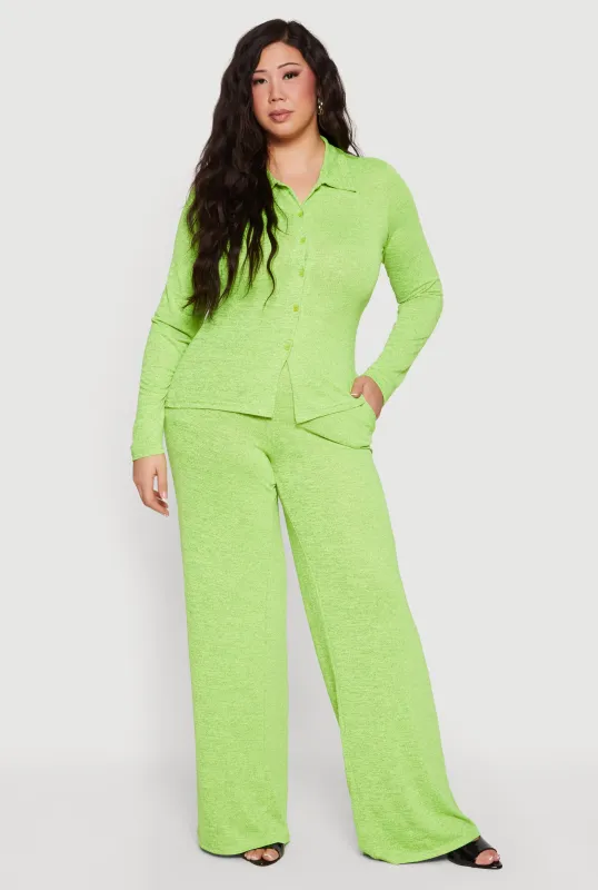 Plus Size High Waisted Wide Leg Pants sold by Rainbow