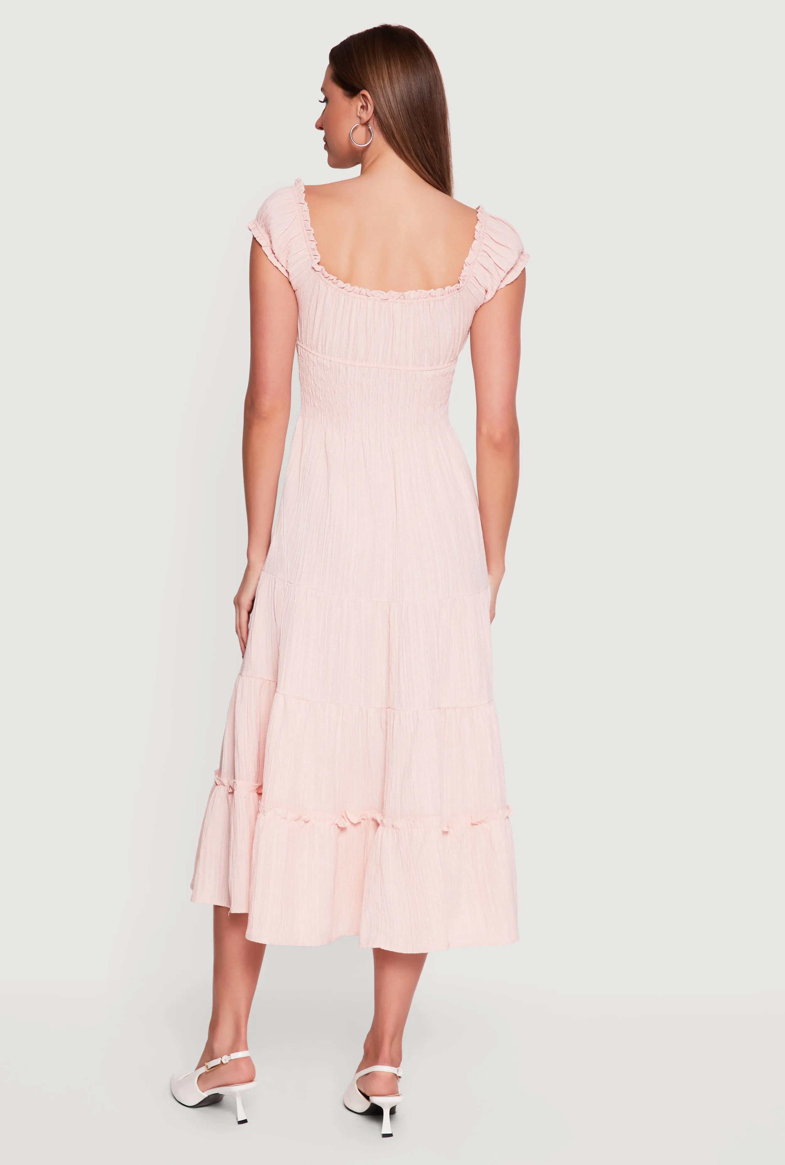 Tie Front Keyhole Ruffle Tiered Maxi Dress sold by Rainbow product image thumbnail 3