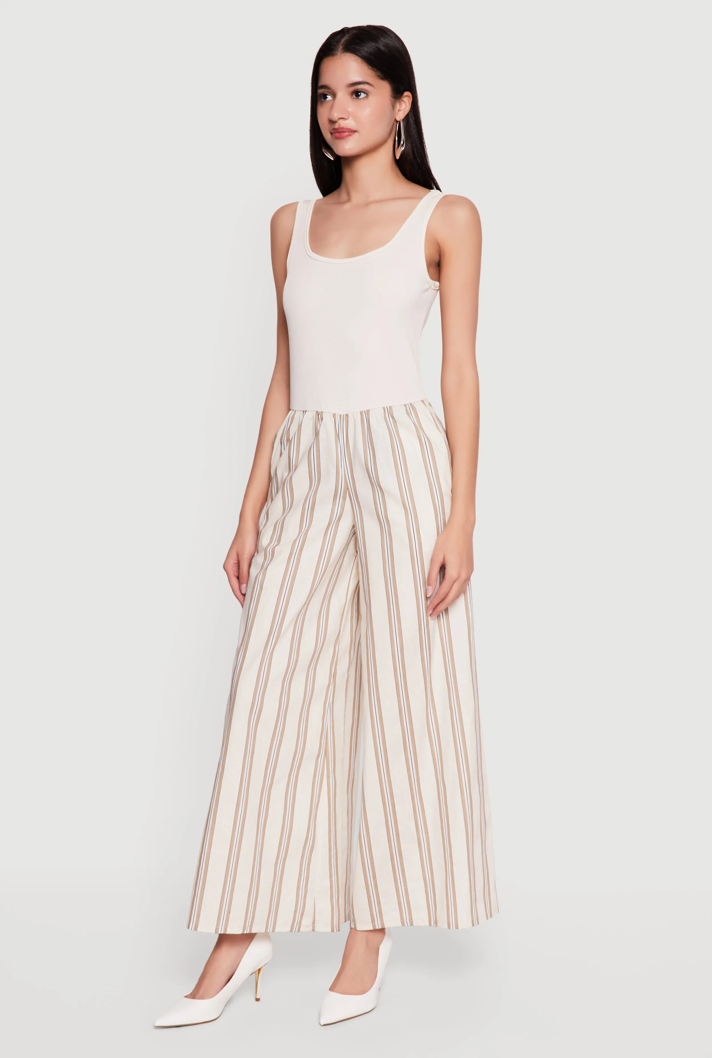 Rib Knit Striped Wide Leg Jumpsuit sold by Rainbow product image thumbnail 2
