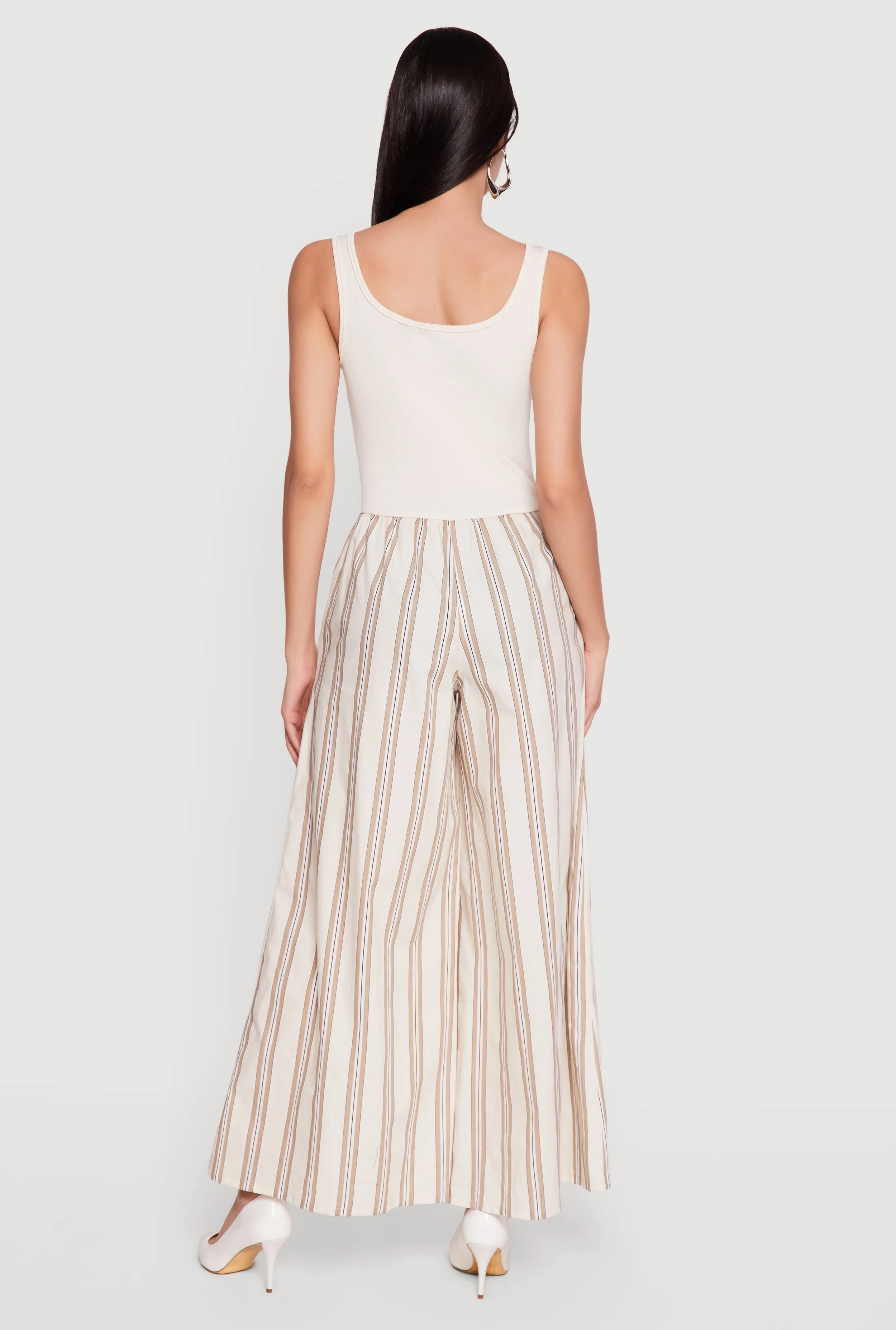 Rib Knit Striped Wide Leg Jumpsuit sold by Rainbow product image thumbnail 3