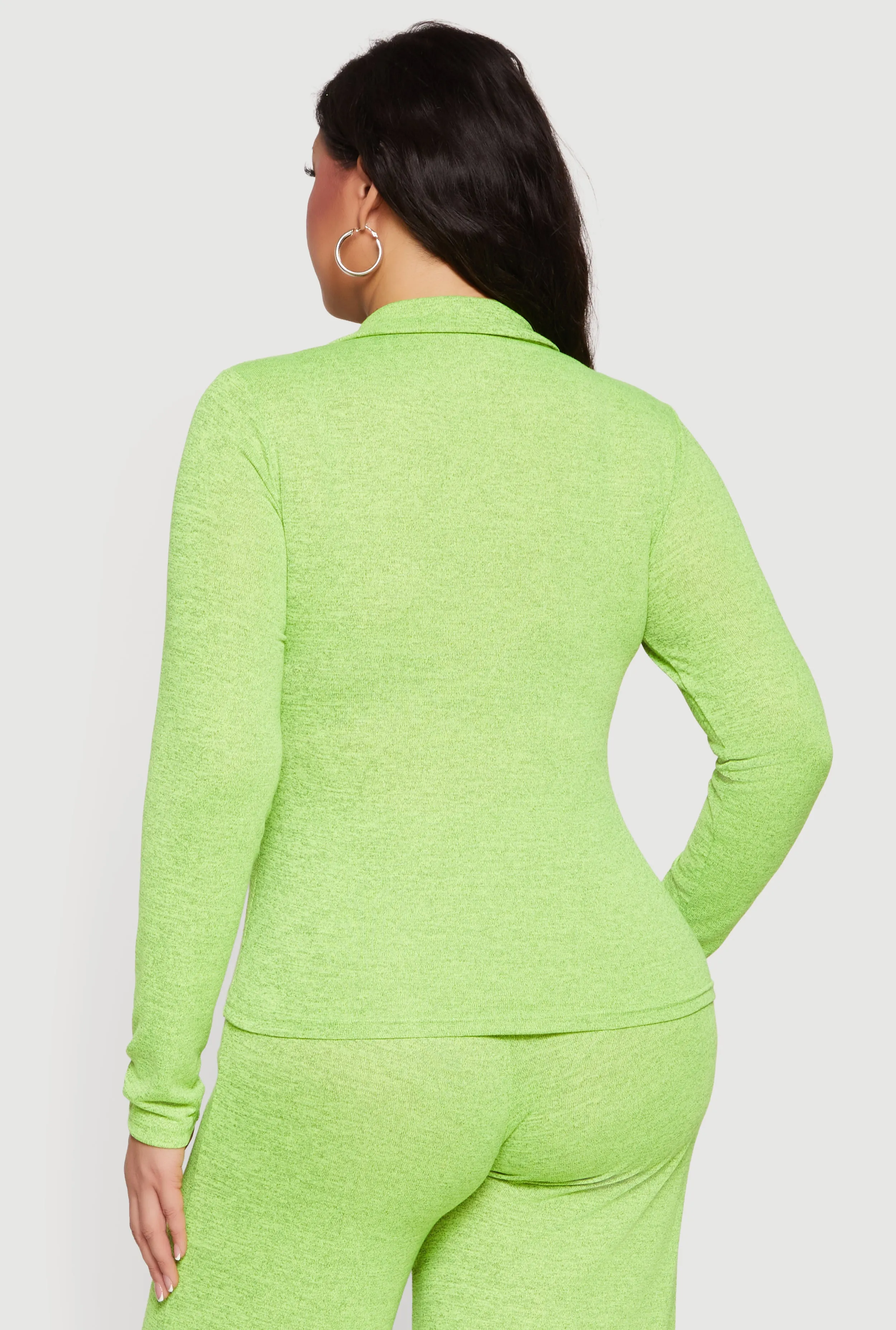 Plus Size Collared Button Front Long Sleeve Blouse sold by Rainbow product image thumbnail 5