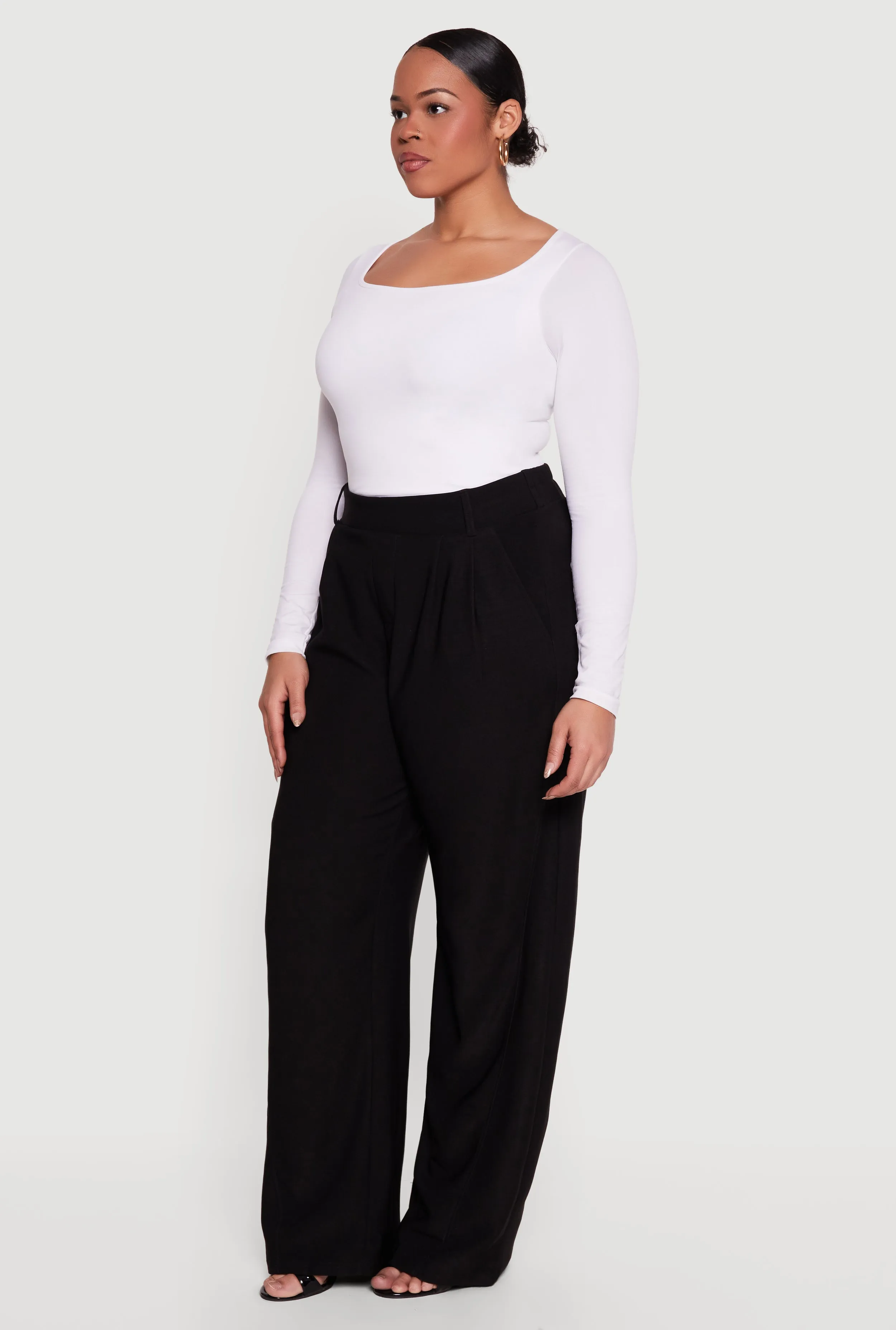 Plus Size High Waisted Pocket Wide Leg Dress Pants sold by Rainbow product image thumbnail 2