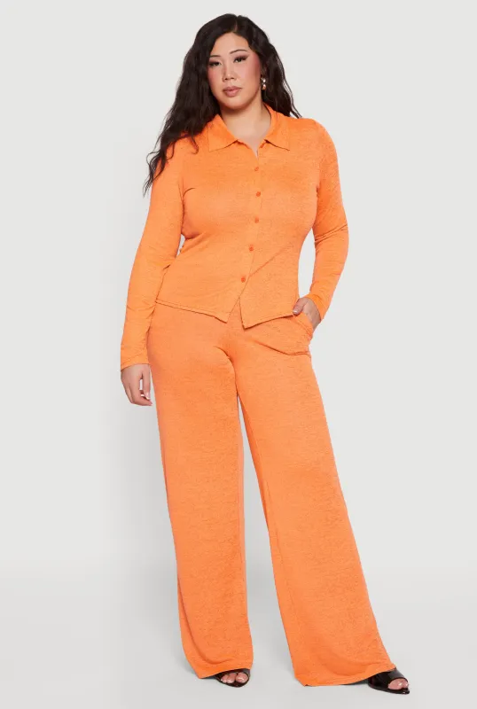 Plus Size High Waisted Wide Leg Pants sold by Rainbow