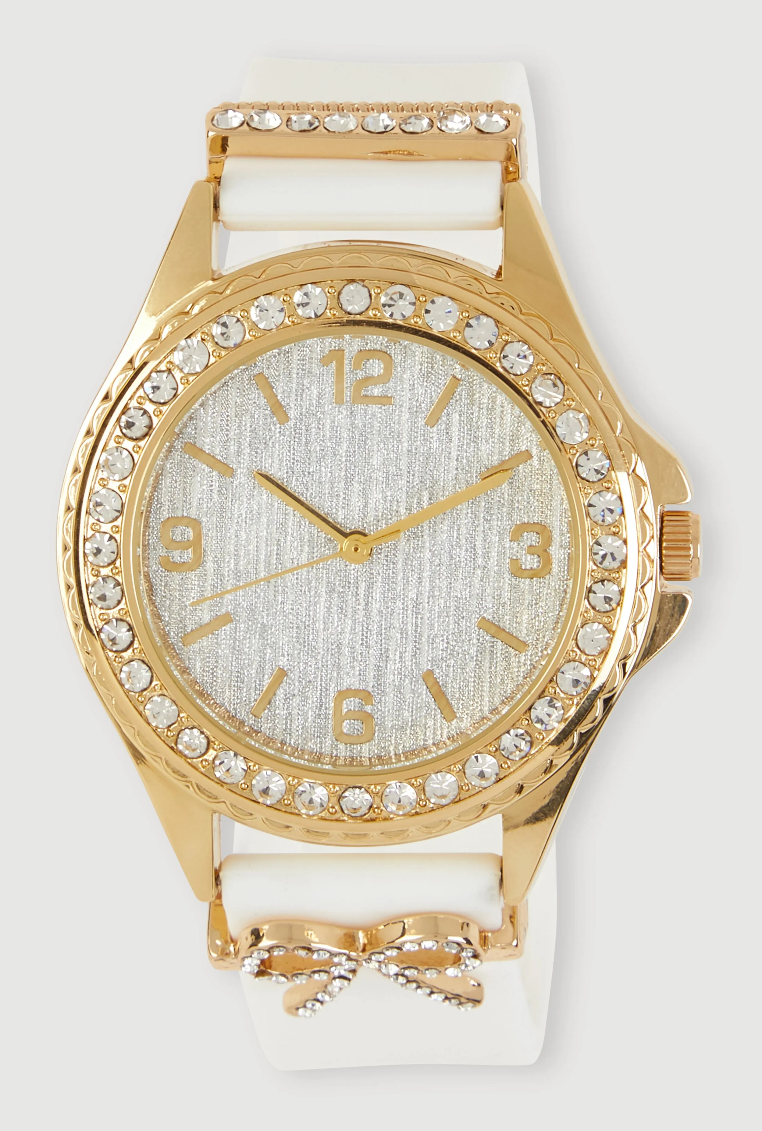 Rhinestone Bow Silicone Strap Analog Watch sold by Rainbow