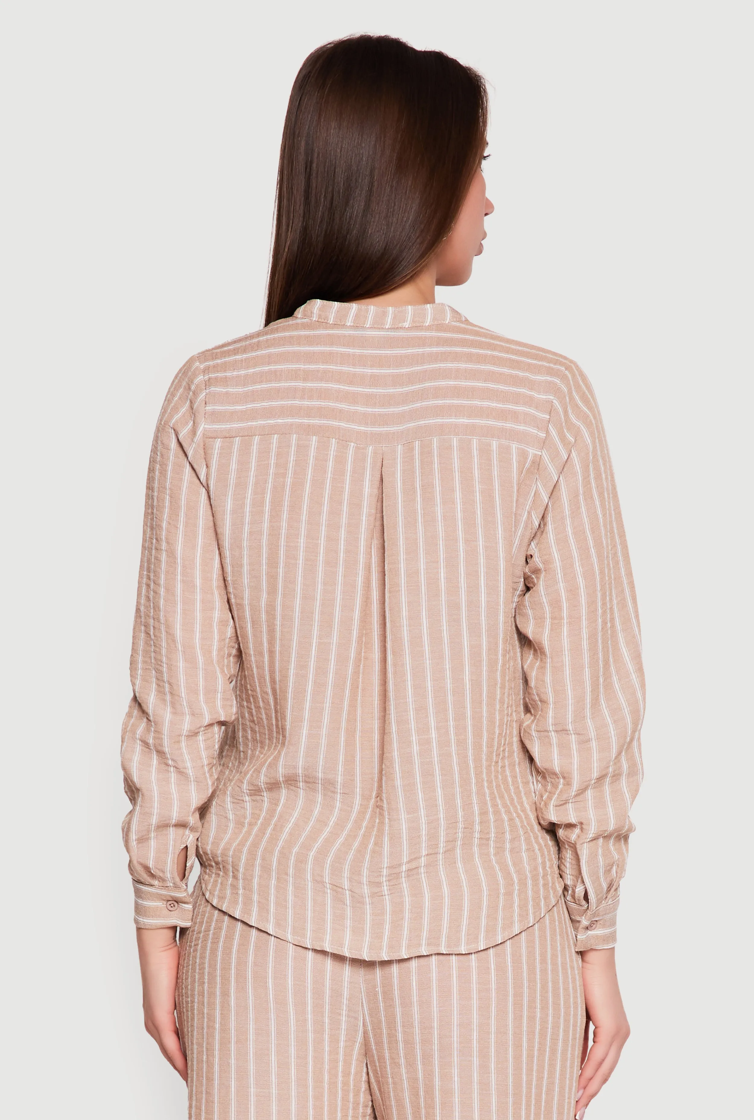 Striped V-Neck Button Front Long Sleeve Shirt sold by Rainbow product image thumbnail 5
