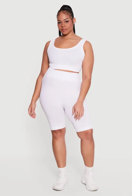 Plus Size High Waisted Seamless Bike Shorts sold by Rainbow