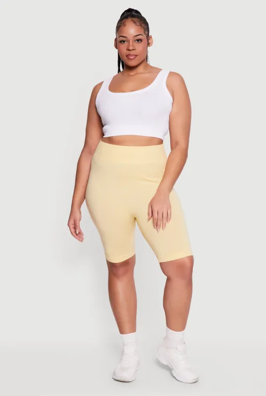 Plus Size High Waisted Seamless Bike Shorts sold by Rainbow