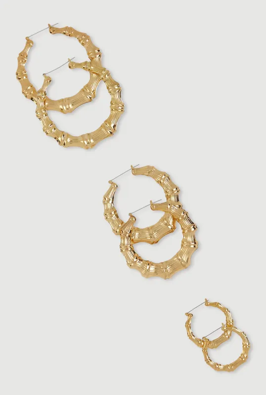 Assorted Metallic Chunky Hoop Earrings Trio sold by Rainbow
