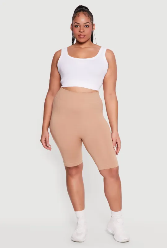 Plus Size High Waisted Seamless Bike Shorts sold by Rainbow