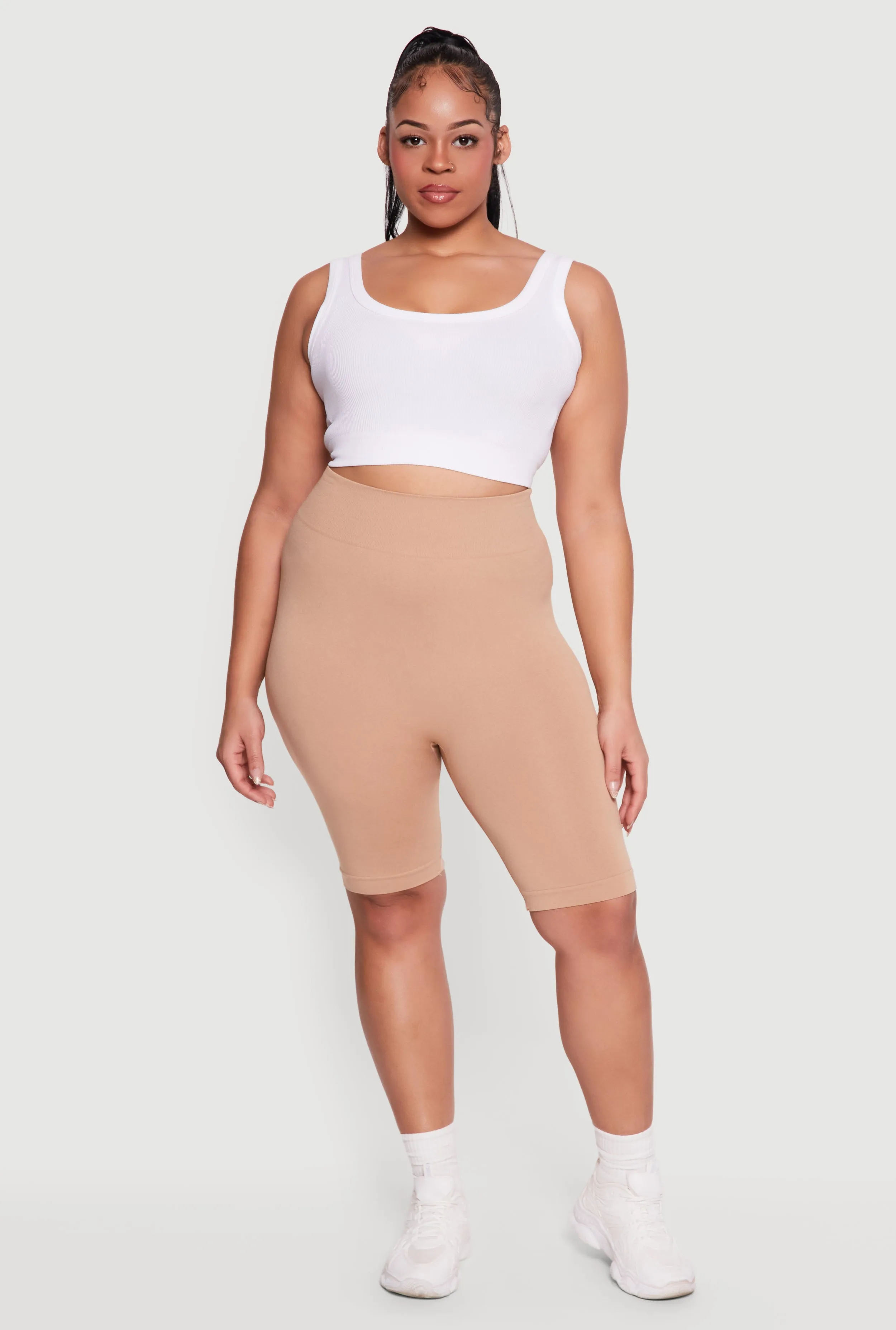 Plus Size High Waisted Seamless Bike Shorts sold by Rainbow