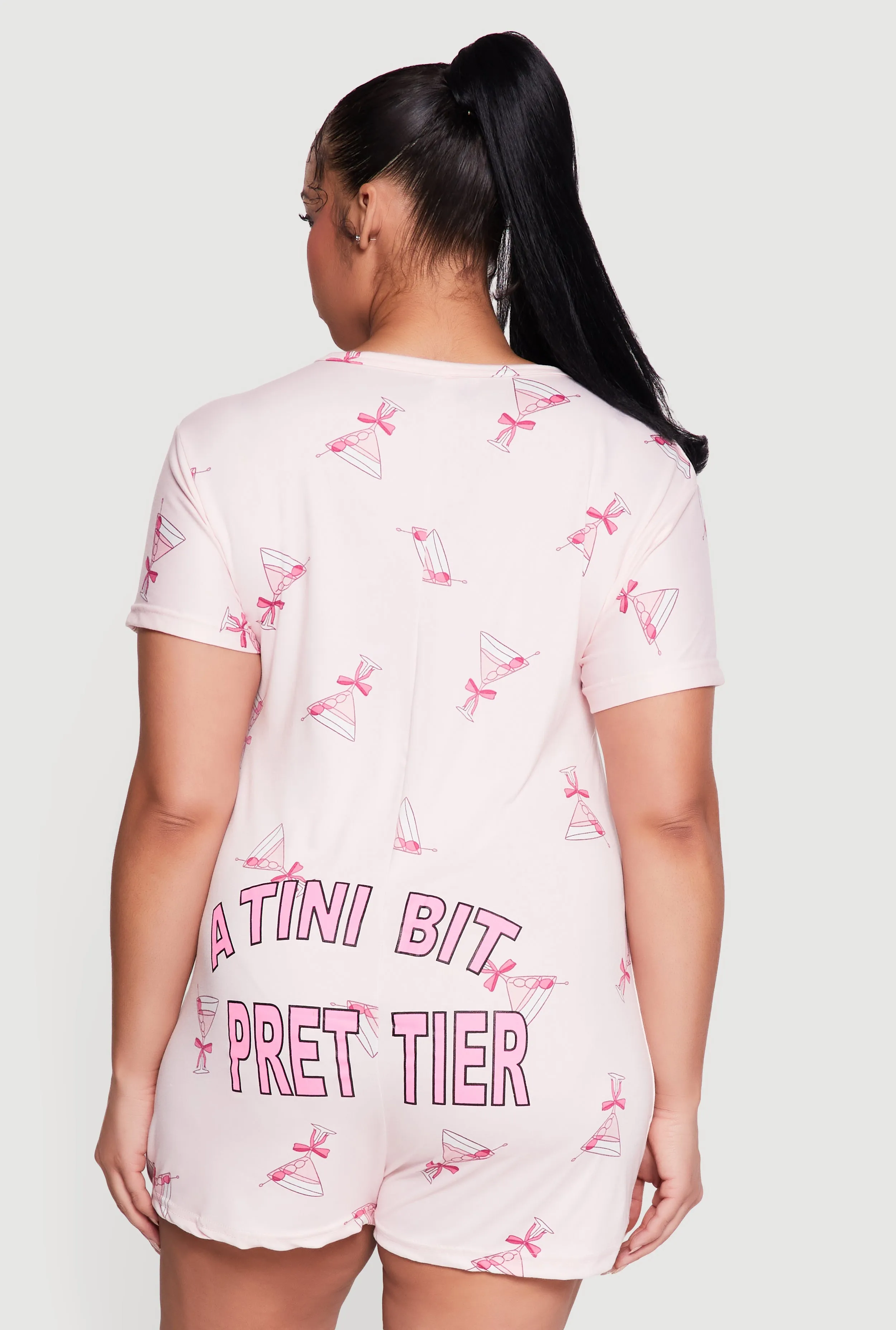 Plus Size A Tini Bit Prettier Graphic Pajama Romper sold by Rainbow product image thumbnail 2