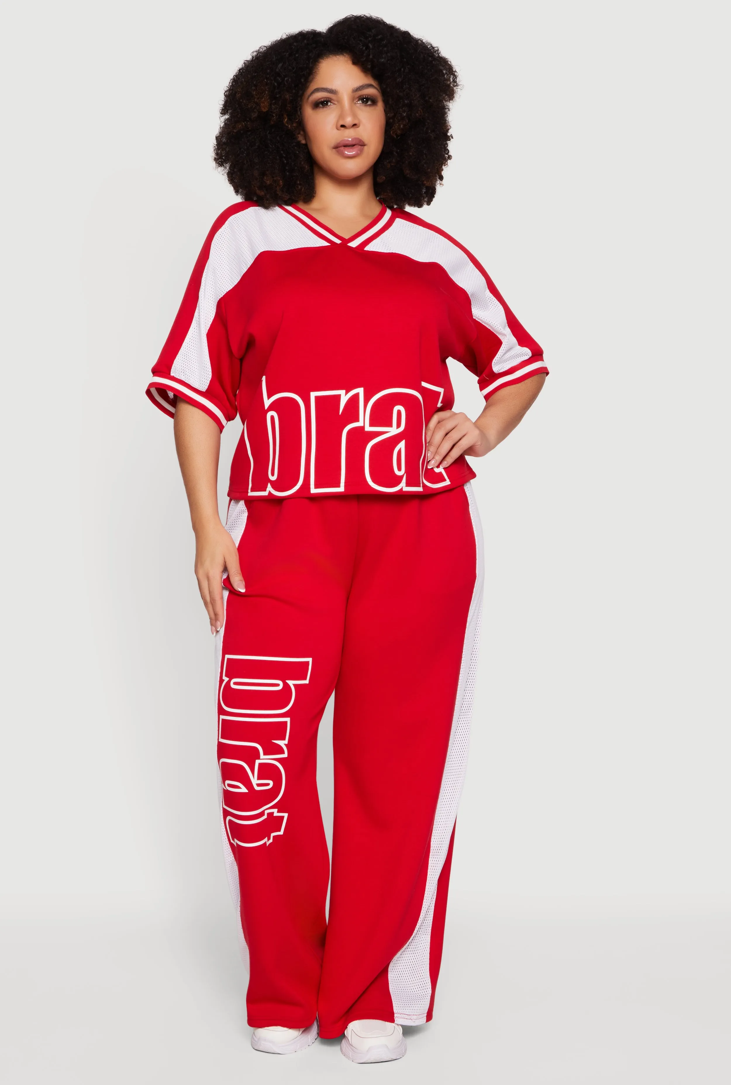 Plus Size Brat Graphic Jersey Mesh Detail Top sold by Rainbow product image thumbnail 2