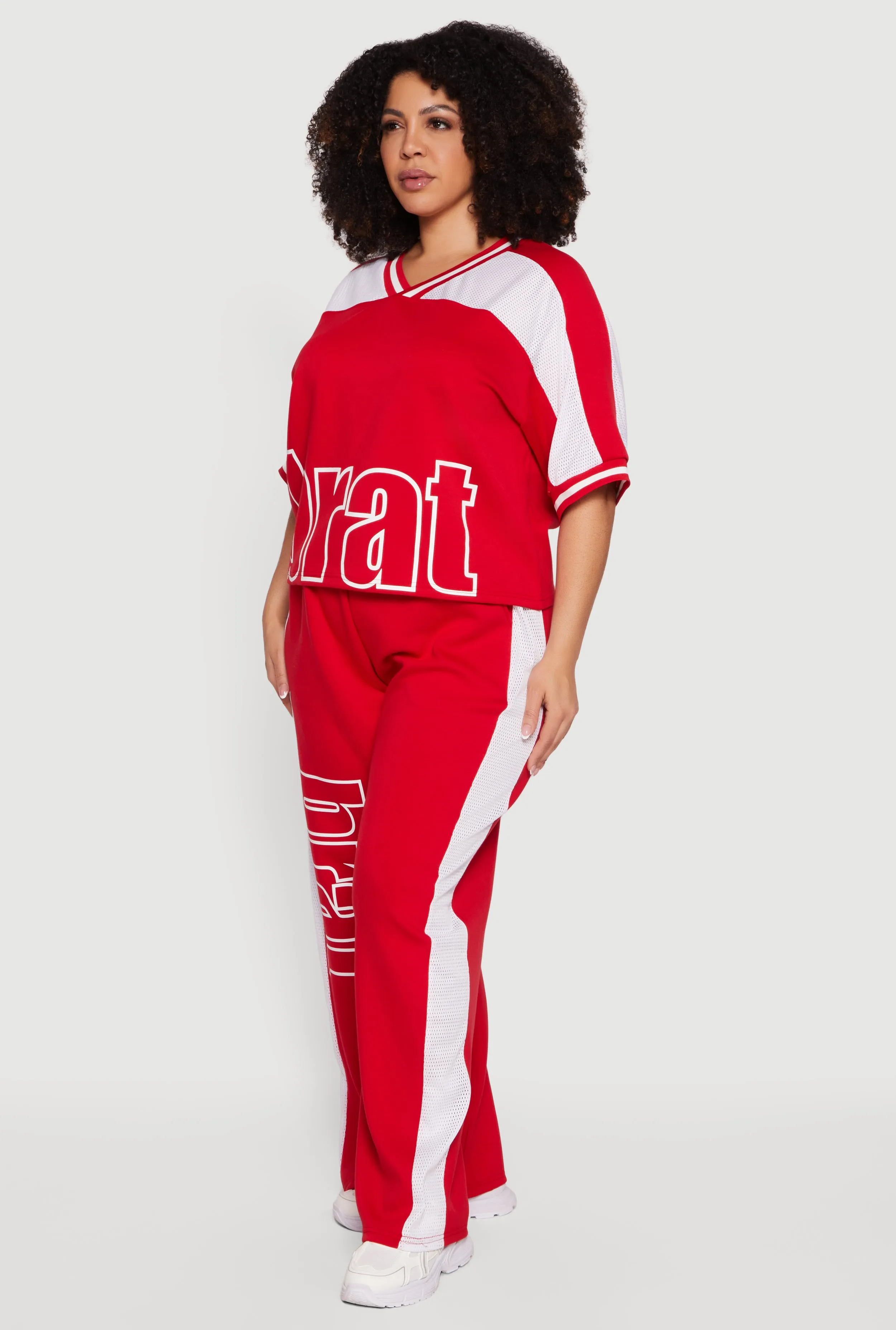 Plus Size Brat Graphic Jersey Mesh Detail Top sold by Rainbow product image thumbnail 3