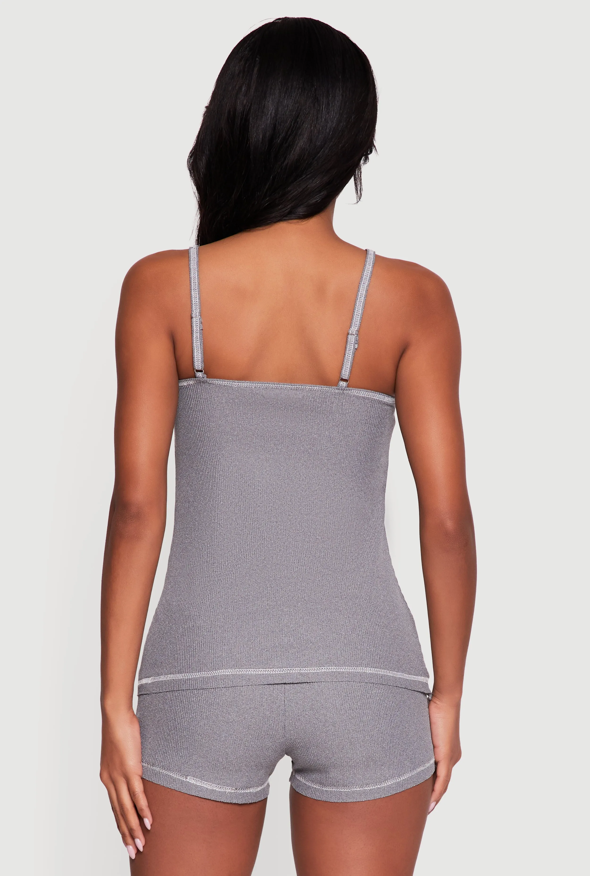 Waffle Knit Bow Detail Pajama Cami and Shorts Set sold by Rainbow product image thumbnail 2