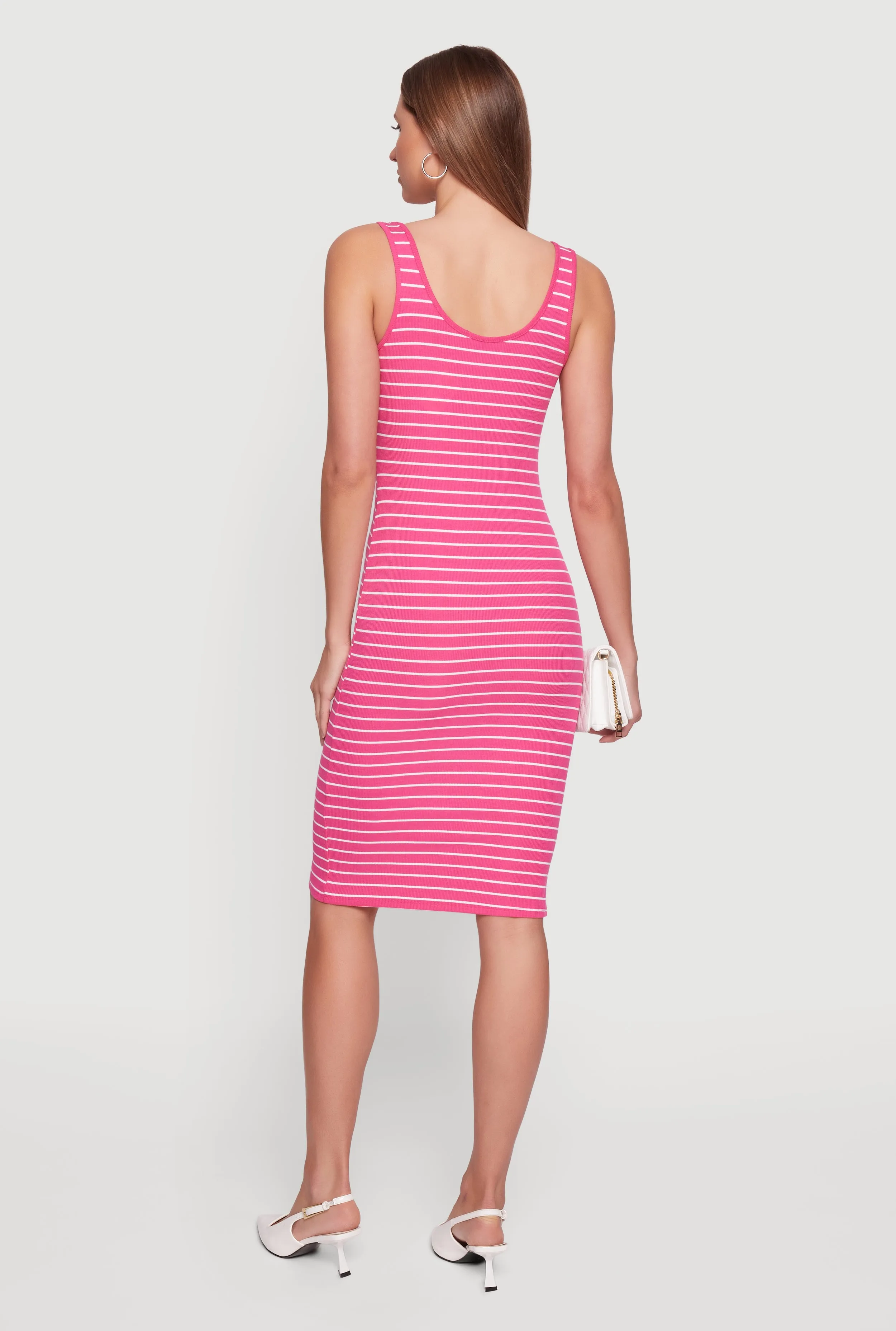 Striped Rib Knit Tank Midi Dress sold by Rainbow product image thumbnail 3