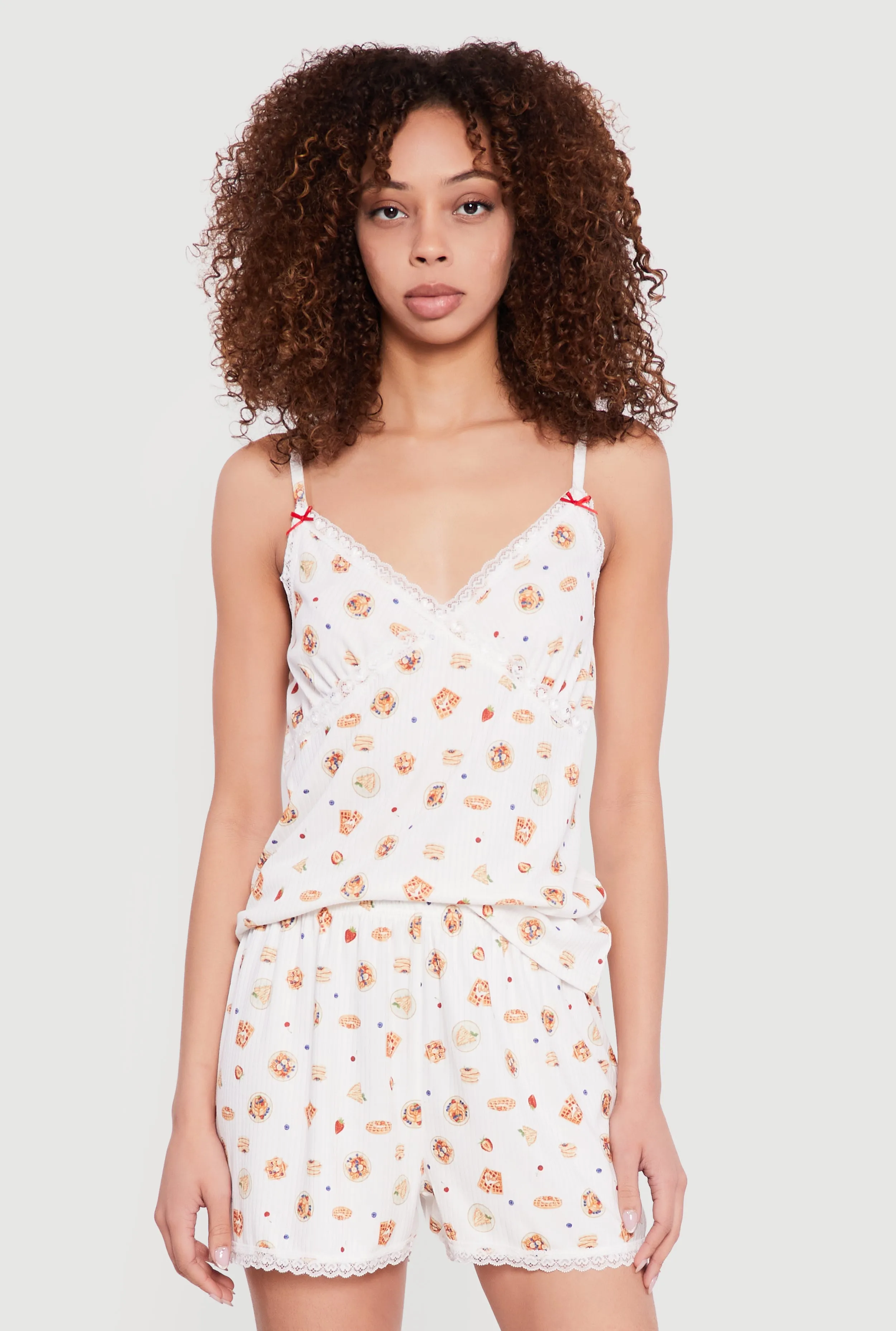 Breakfast Graphic Pajama Cami with Shorts and Pants sold by Rainbow product image thumbnail 5