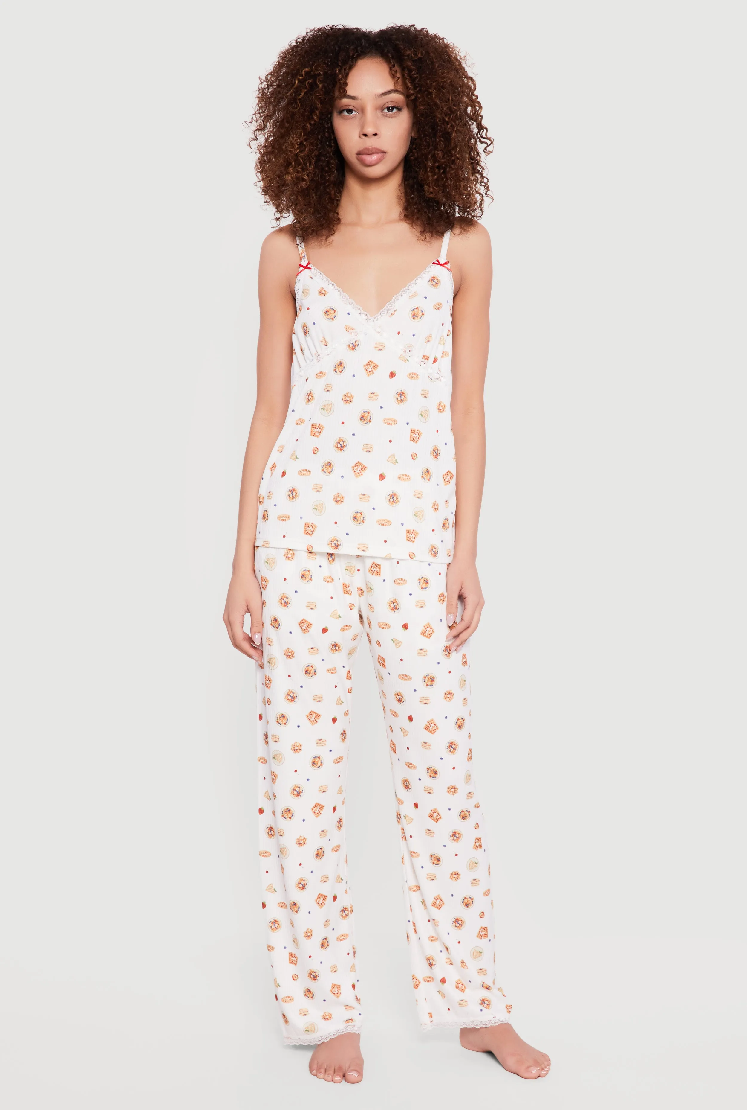 Breakfast Graphic Pajama Cami with Shorts and Pants sold by Rainbow product image thumbnail 2