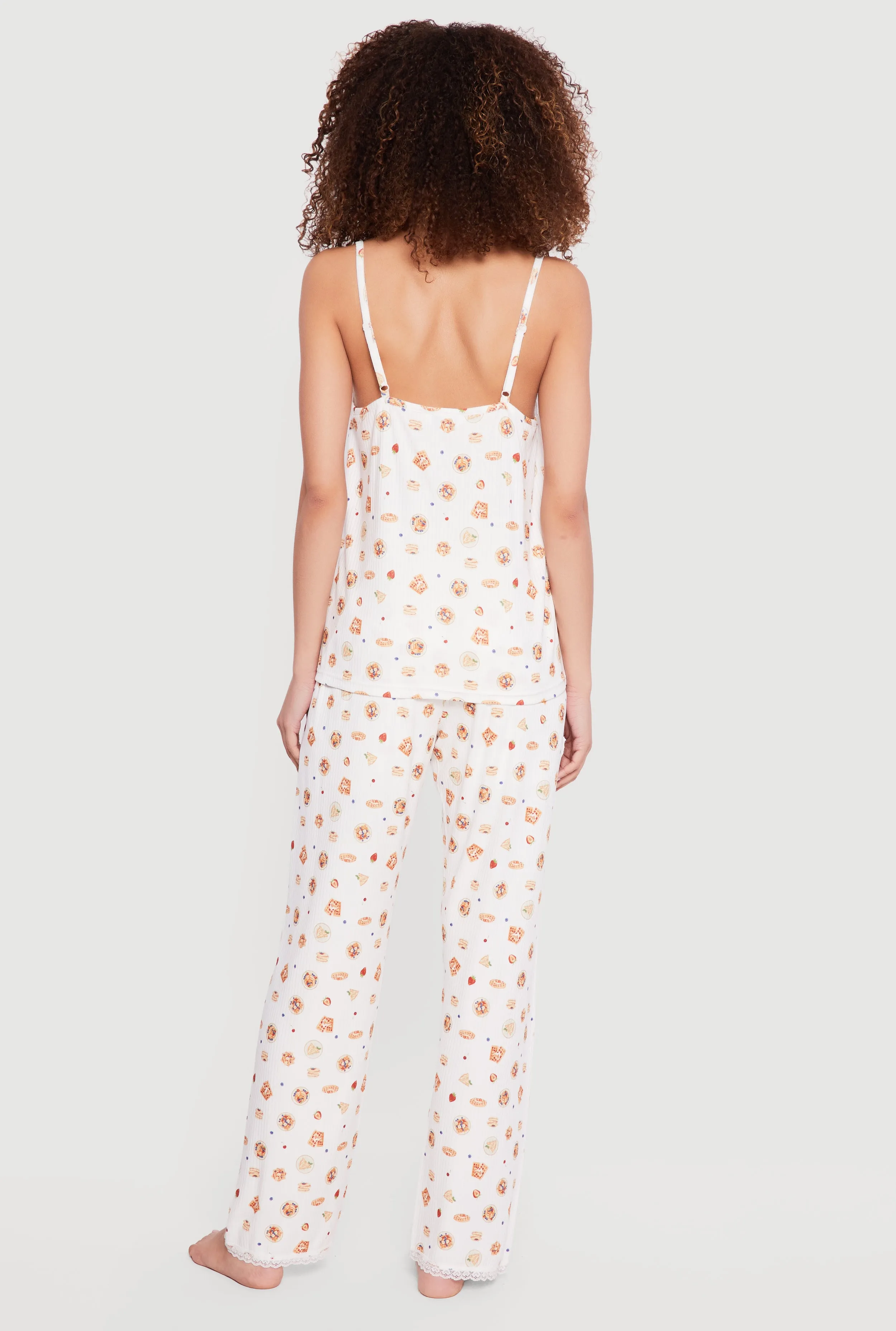 Breakfast Graphic Pajama Cami with Shorts and Pants sold by Rainbow product image thumbnail 3