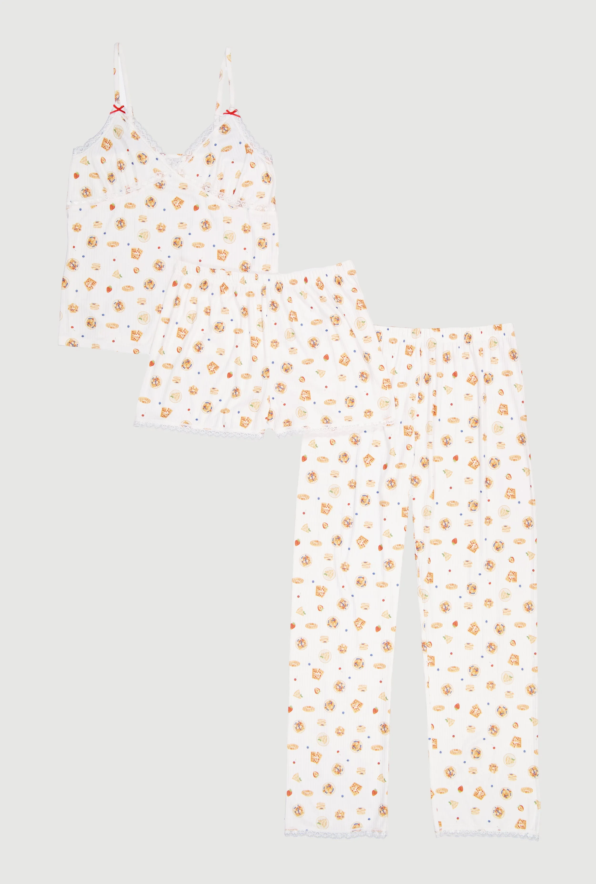 Breakfast Graphic Pajama Cami with Shorts and Pants sold by Rainbow