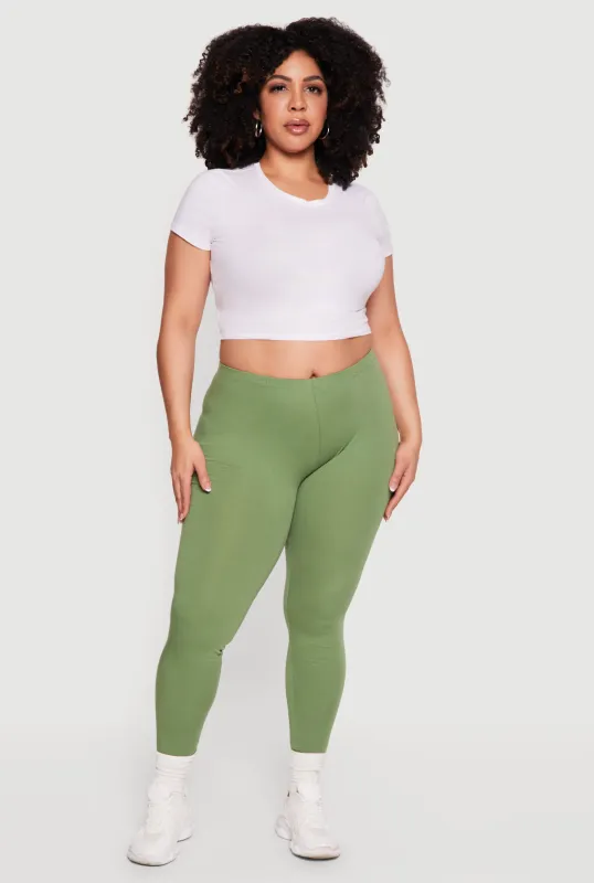Plus Size High Waisted Solid Leggings sold by Rainbow