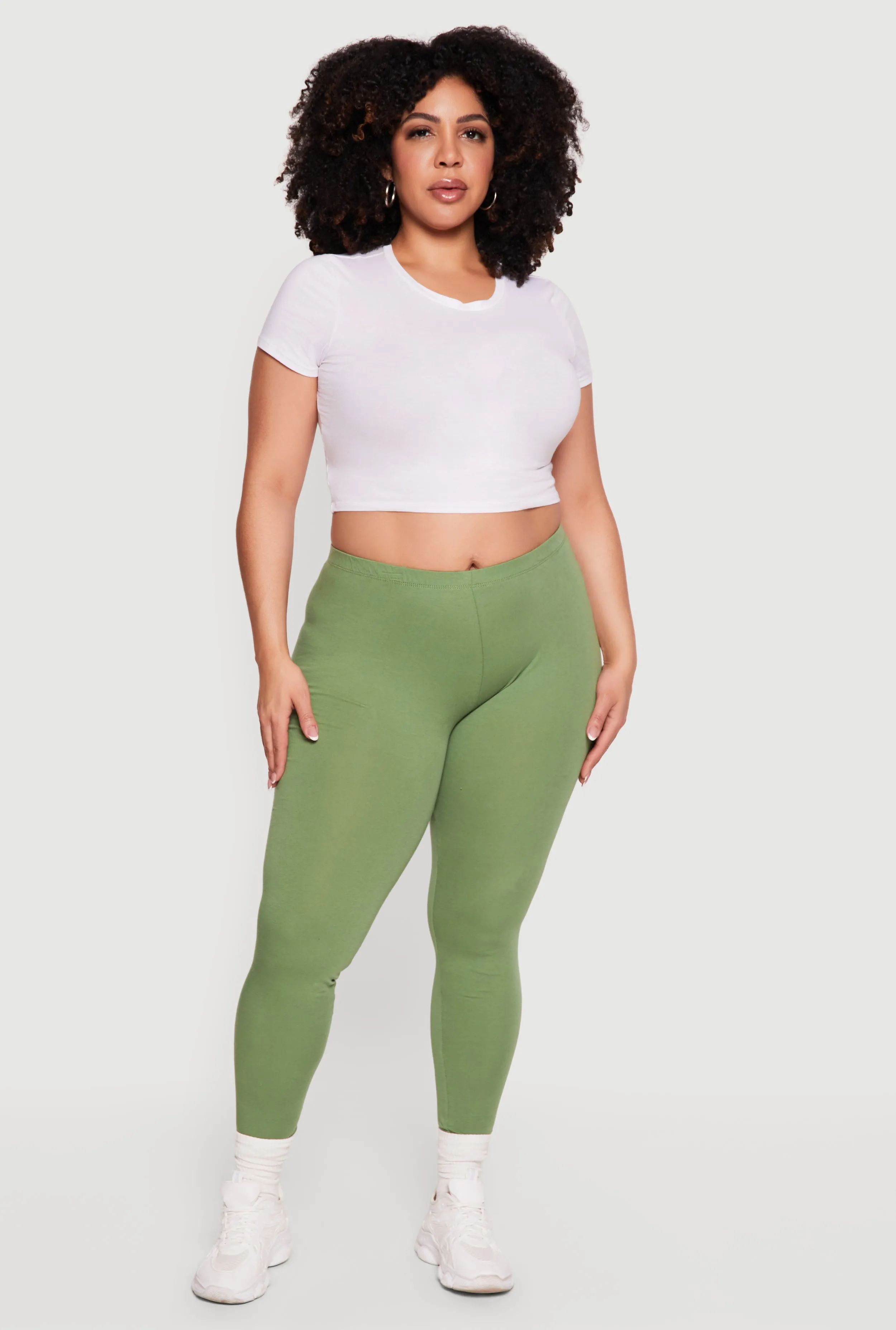 Plus Size High Waisted Solid Leggings sold by Rainbow