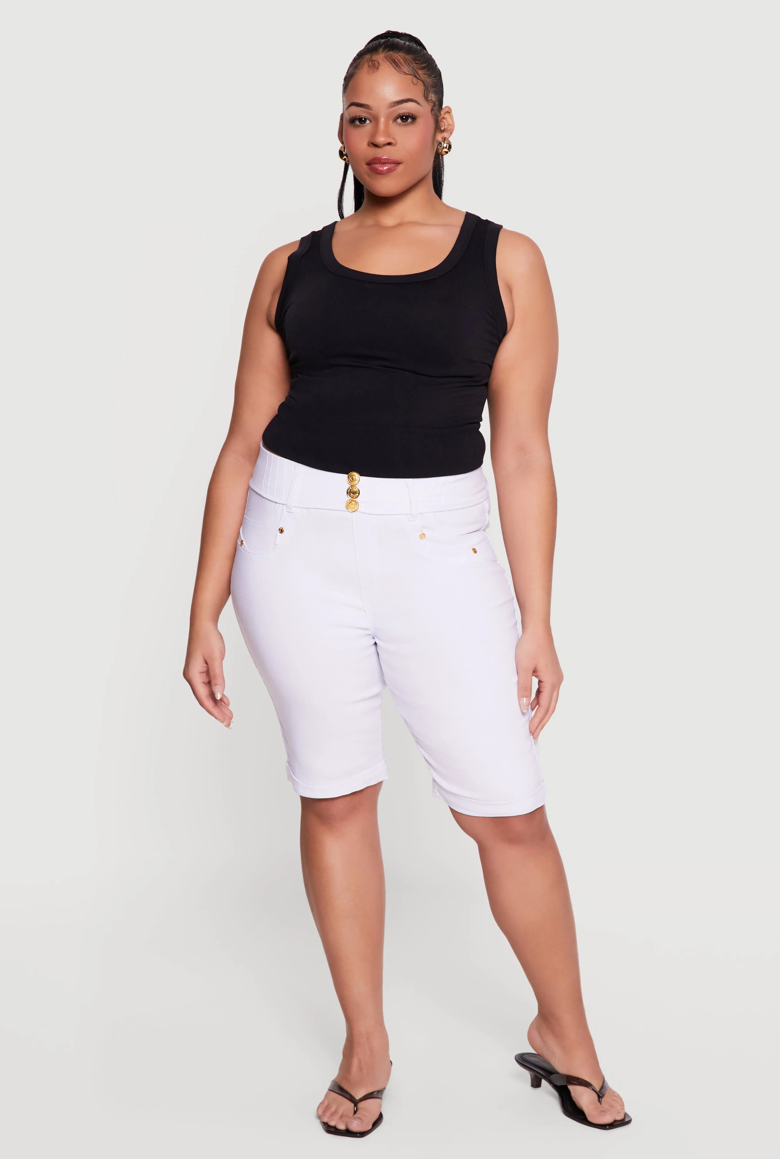 Plus Size Hyper Stretch Pull On Bermuda Shorts sold by Rainbow