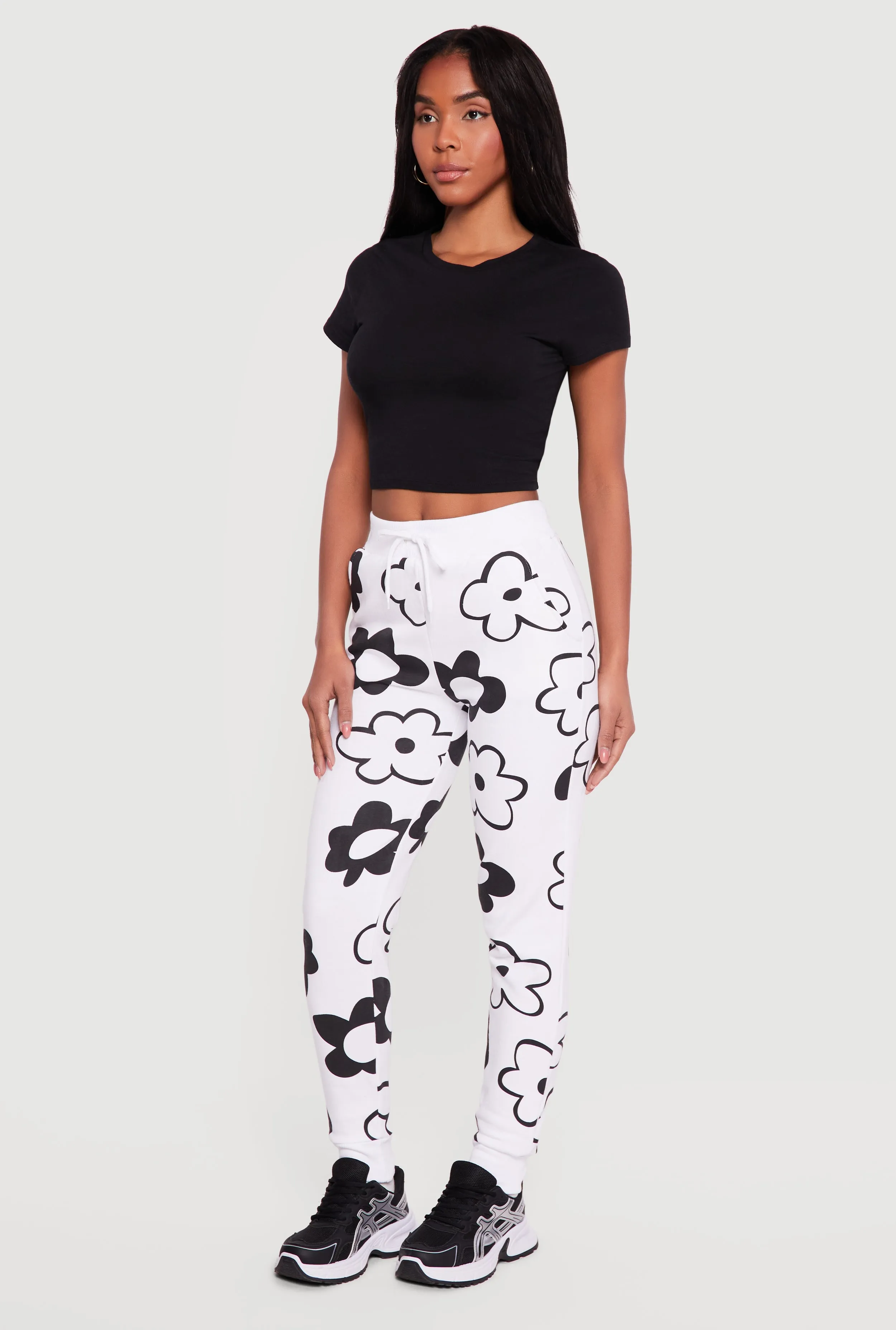 Drawstring High Waisted Floral Print Joggers sold by Rainbow product image thumbnail 2