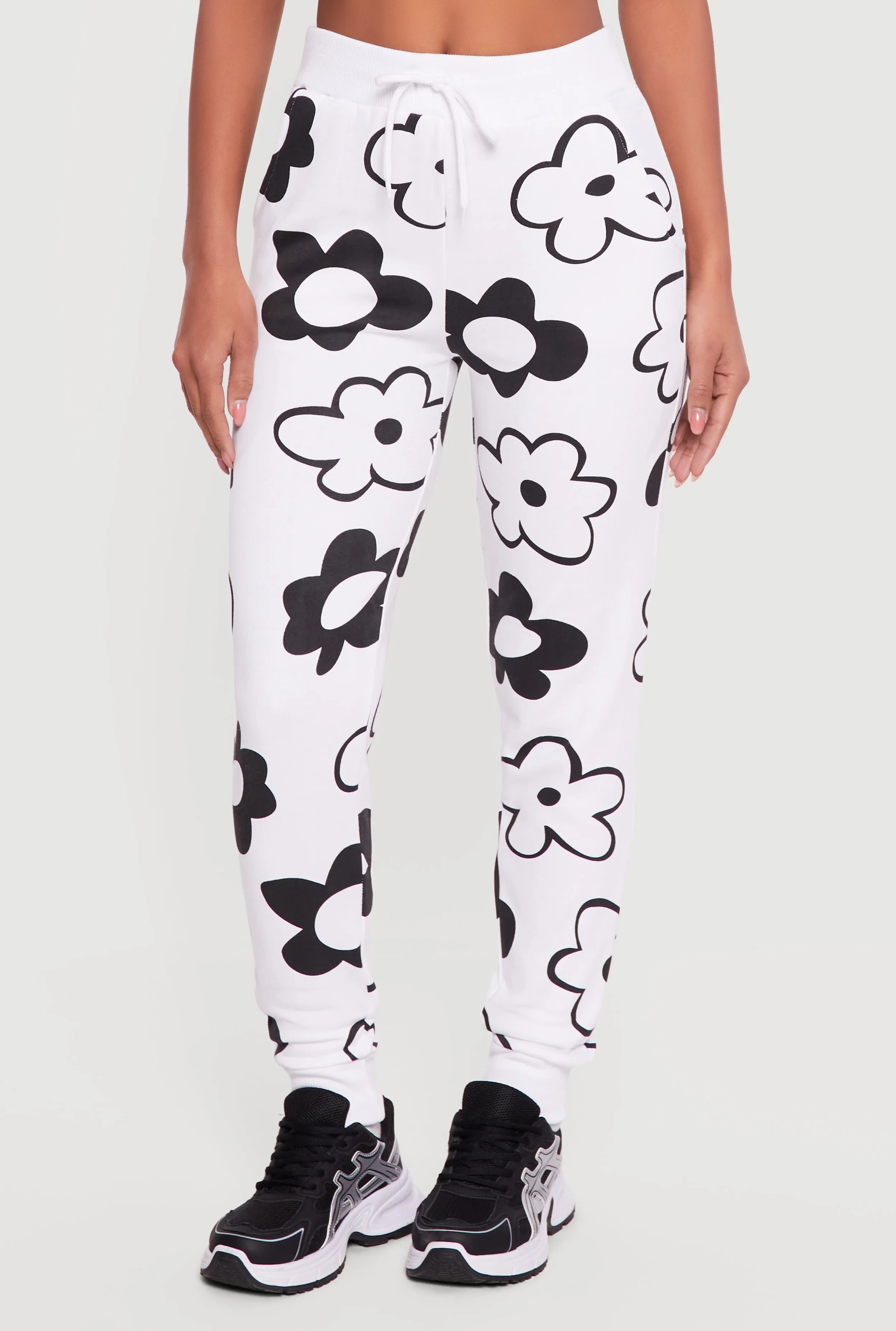 Drawstring High Waisted Floral Print Joggers sold by Rainbow product image thumbnail 3