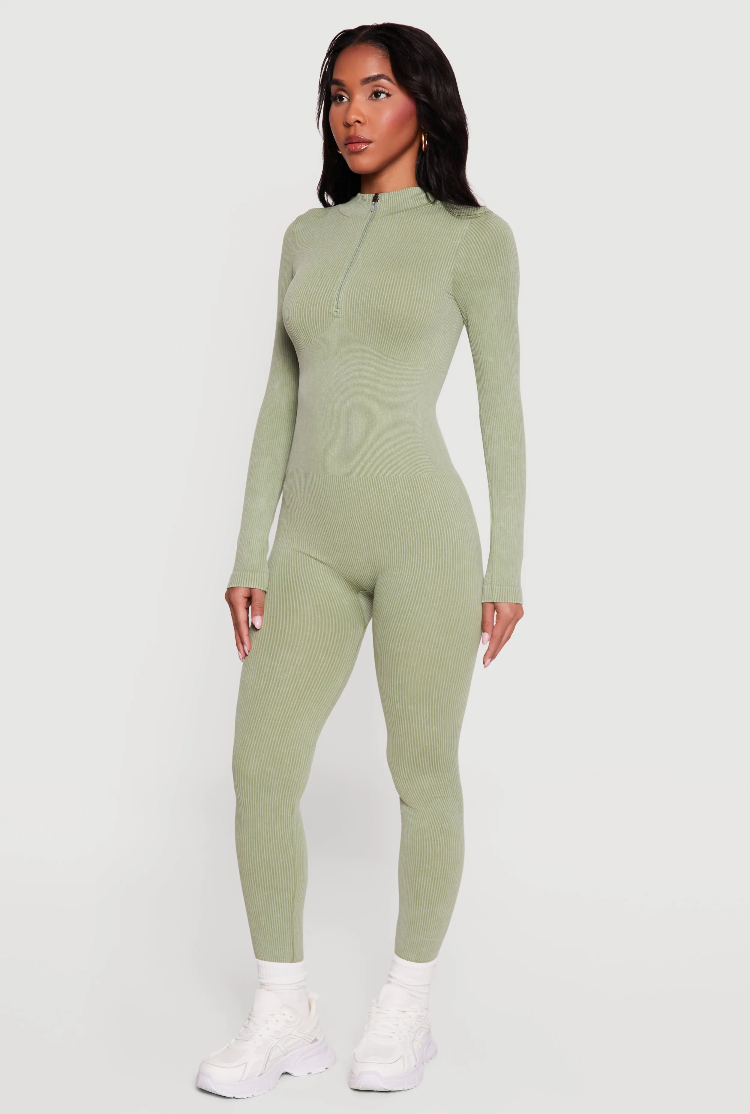 Seamless Mock Neck Quarter Zip Jumpsuit sold by Rainbow product image thumbnail 2