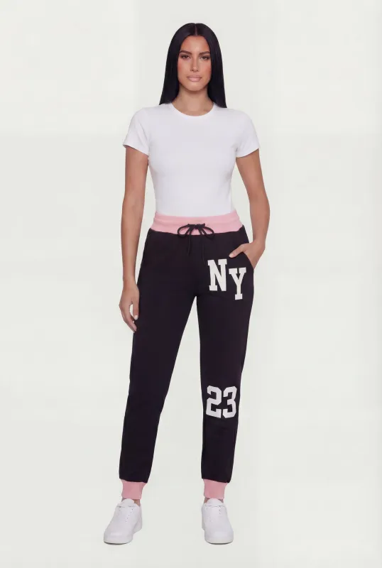 NY 23 Graphic Drawstring Waist Joggers made by Rainbow