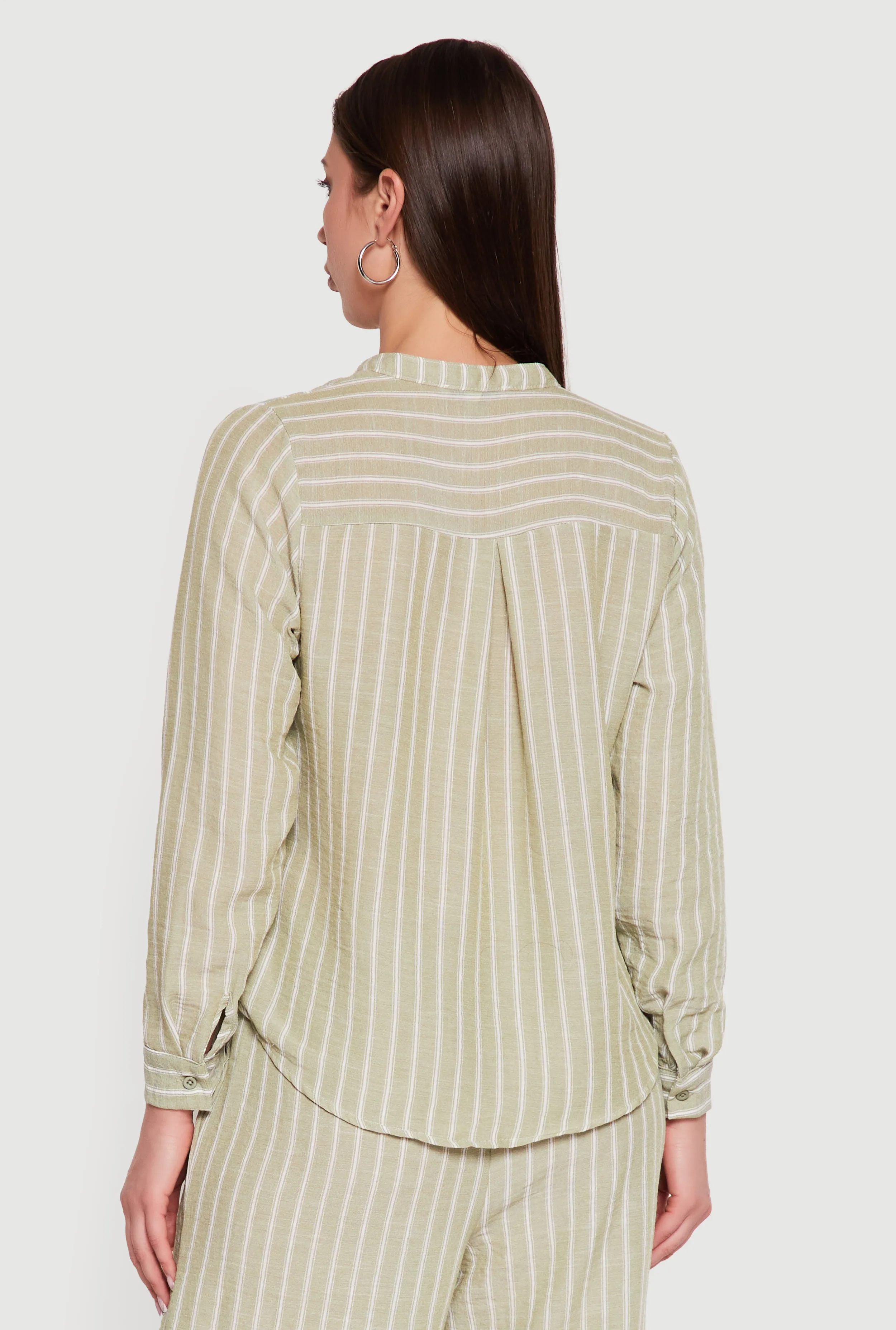 Striped V-Neck Button Front Long Sleeve Shirt sold by Rainbow product image thumbnail 5