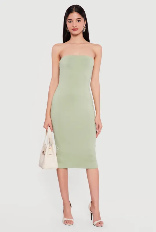 Solid Midi Tube Dress made by Rainbow