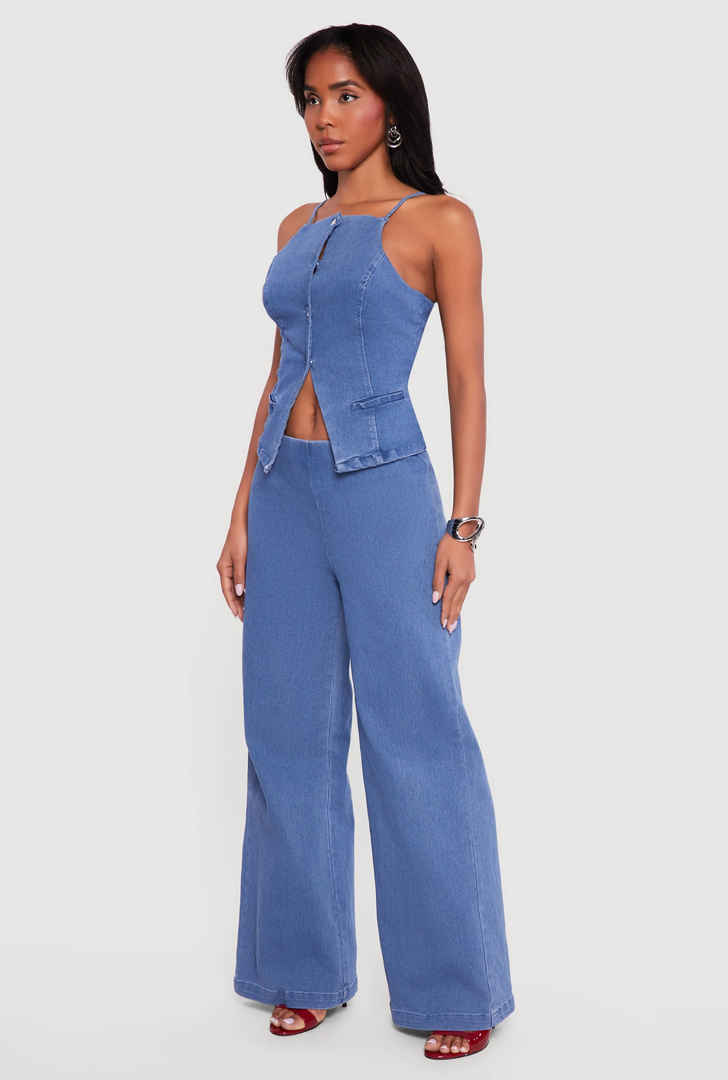 Sleeveless Button Front Denim Top sold by Rainbow product image thumbnail 3