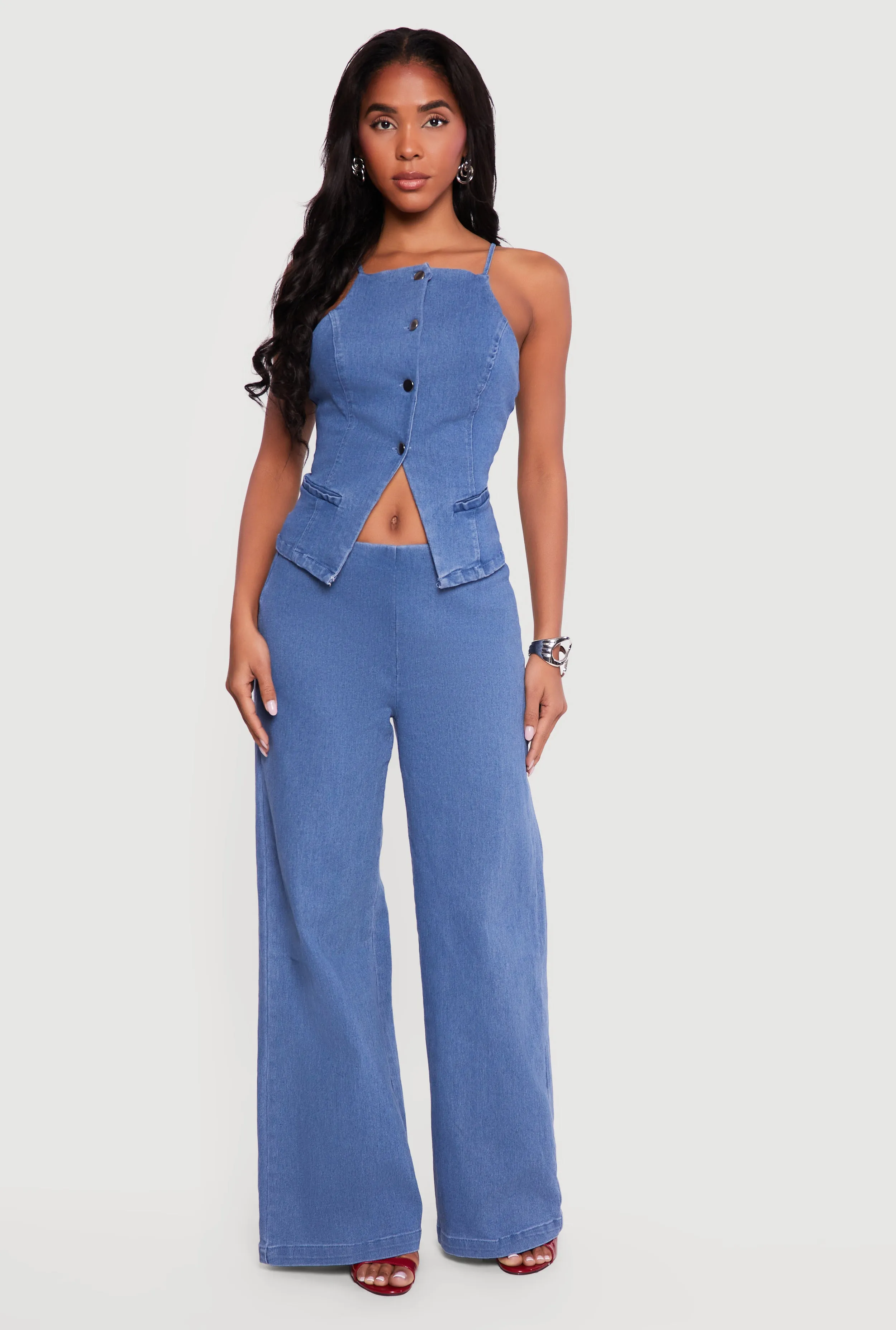Sleeveless Button Front Denim Top sold by Rainbow product image thumbnail 2