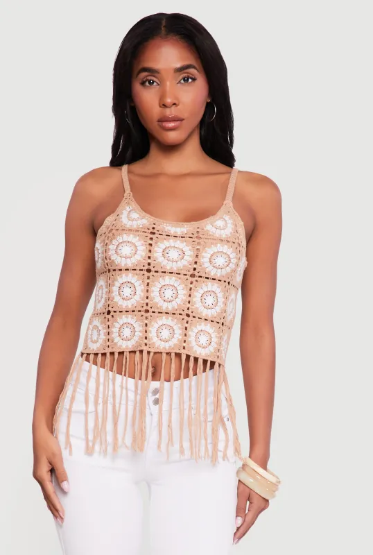 Geometric Crochet Fringe Cami sold by Rainbow