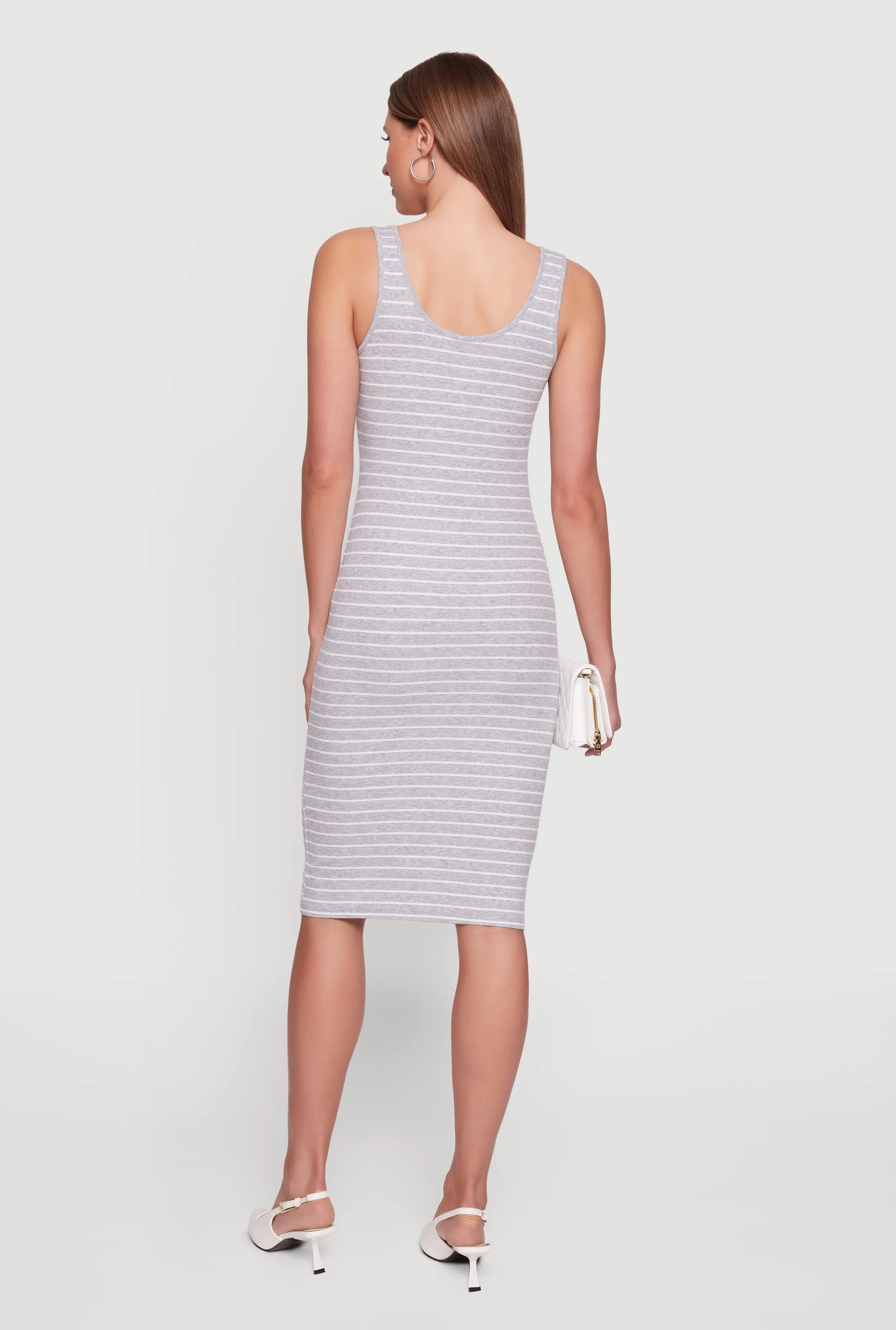 Striped Rib Knit Tank Midi Dress sold by Rainbow product image thumbnail 3