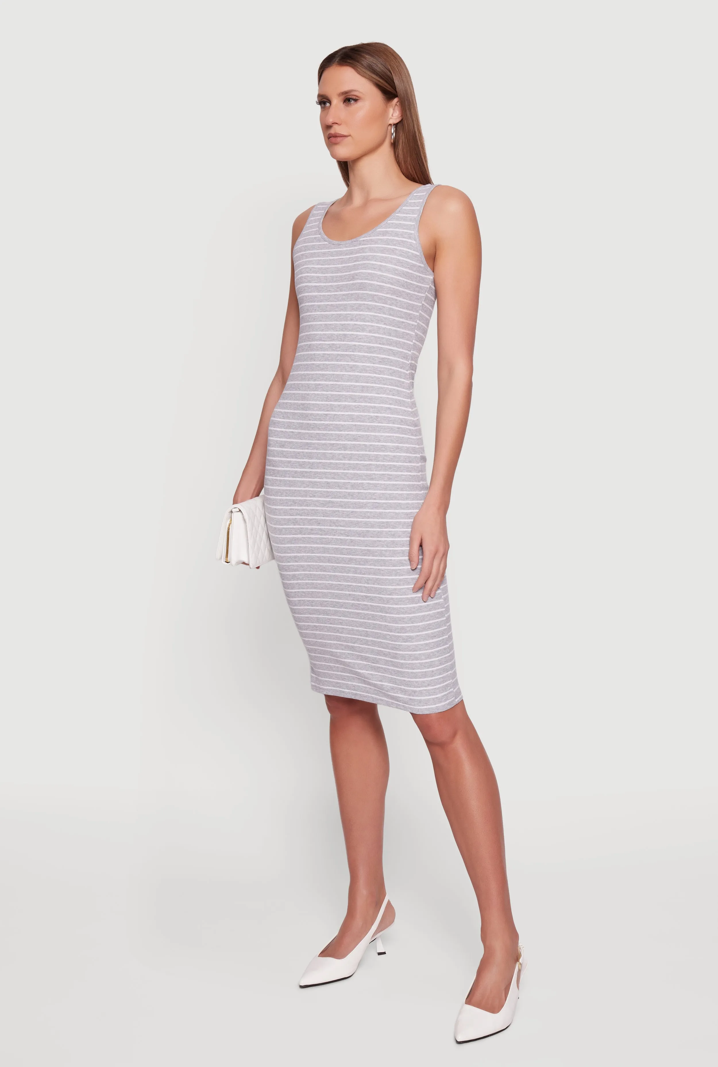 Striped Rib Knit Tank Midi Dress sold by Rainbow product image thumbnail 2